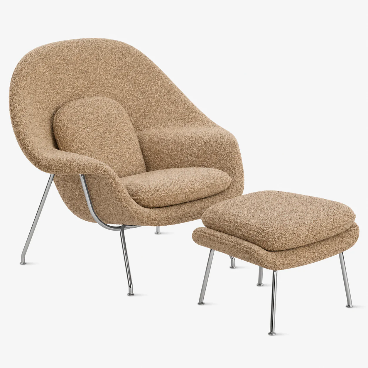 Womb Lounge Chair And Ottoman (Boucle Fabric) - Image 10