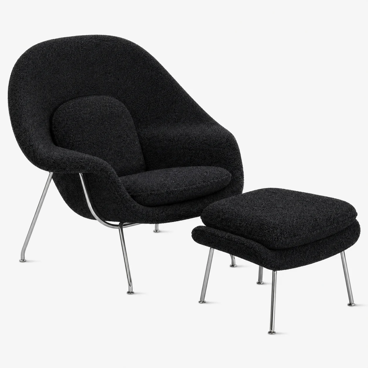 Womb Lounge Chair And Ottoman (Boucle Fabric) - Image 11
