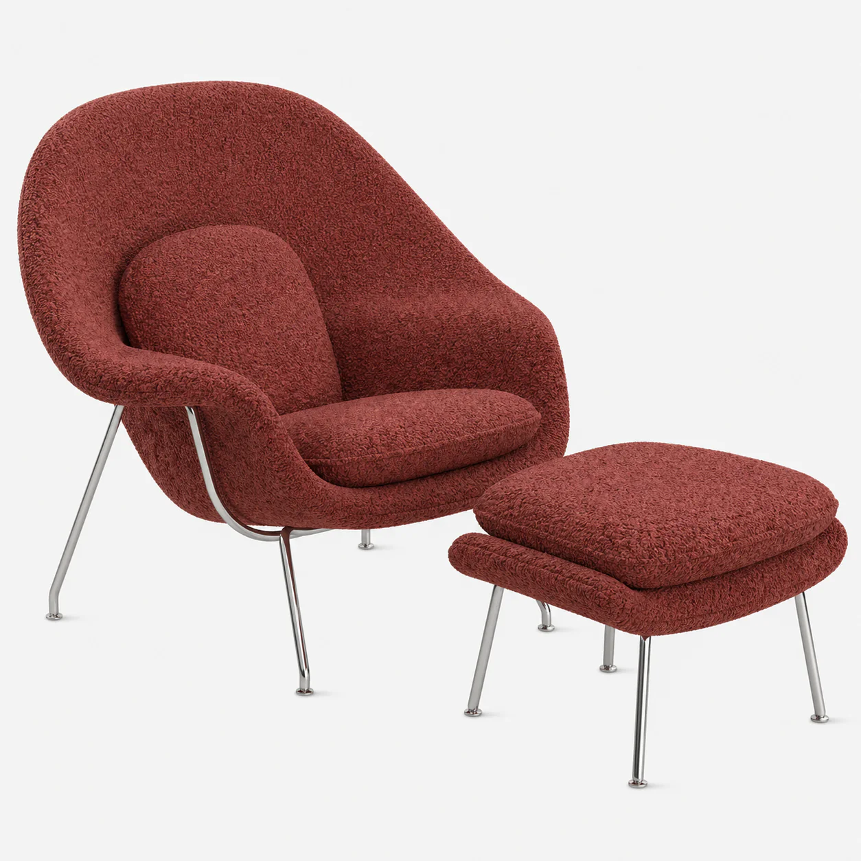Womb Lounge Chair And Ottoman (Boucle Fabric) - Image 13