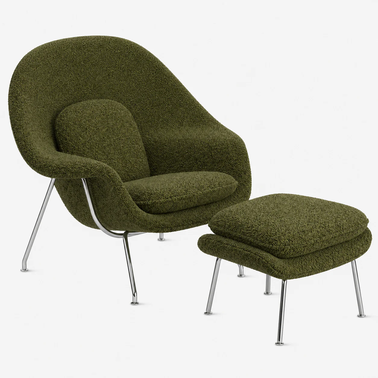 Womb Lounge Chair And Ottoman (Boucle Fabric) - Image 15