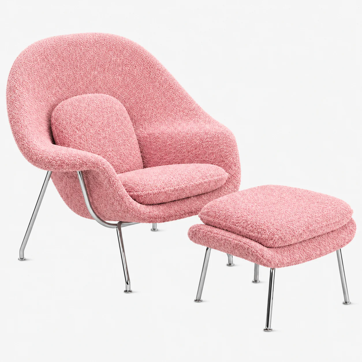 Womb Lounge Chair And Ottoman (Boucle Fabric) - Image 20
