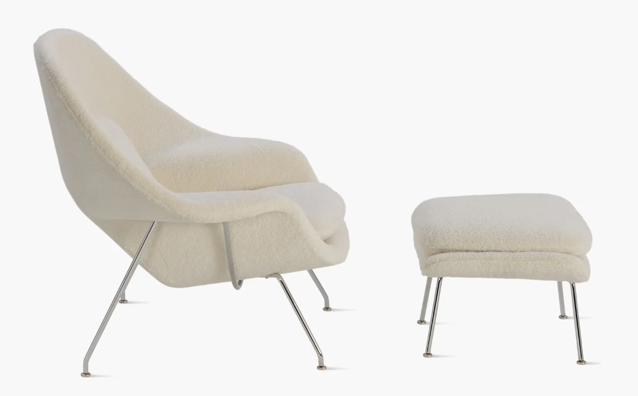Womb Lounge Chair And Ottoman (Boucle Fabric) - Image 3
