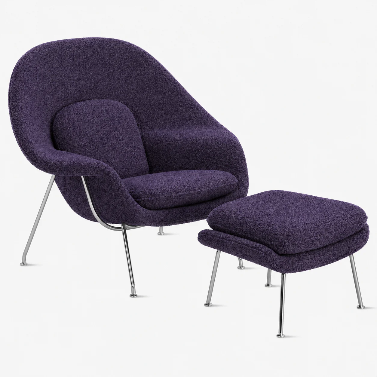 Womb Lounge Chair And Ottoman (Boucle Fabric) - Image 7