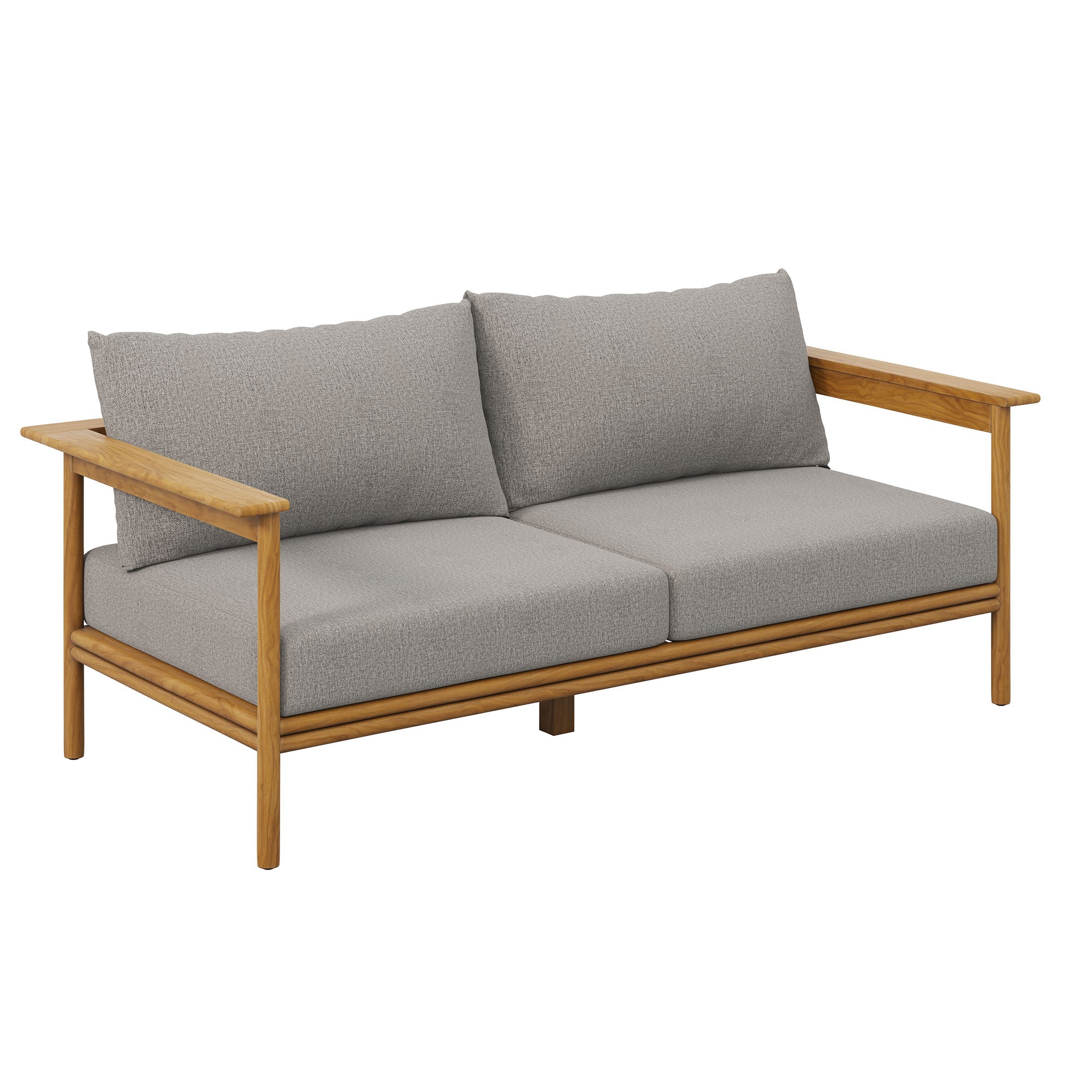 Wren 2-Piece Outdoor Patio Teak Wood Sofa and Ottoman Set - Image 10