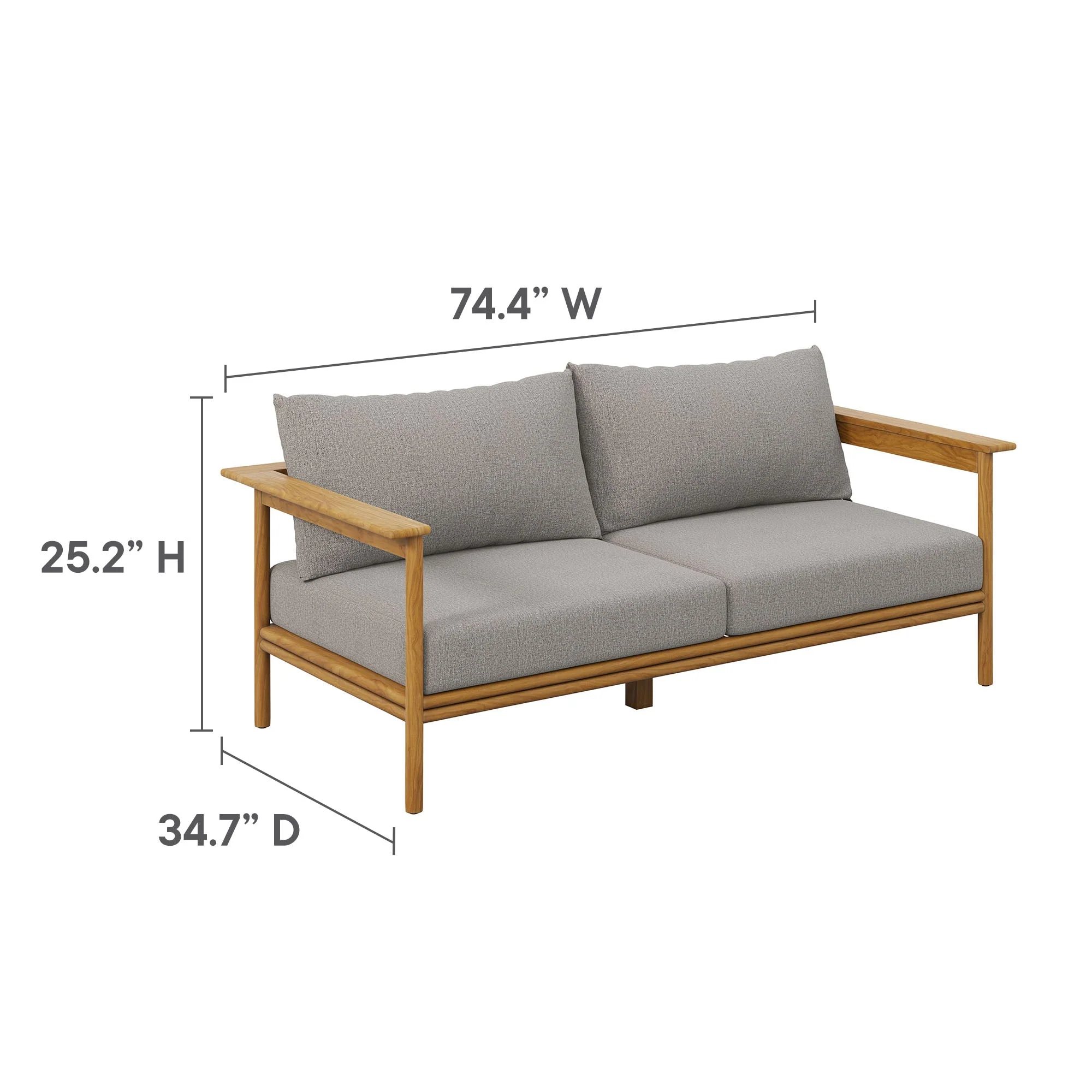 Wren 2-Piece Outdoor Patio Teak Wood Sofa and Ottoman Set - Image 13