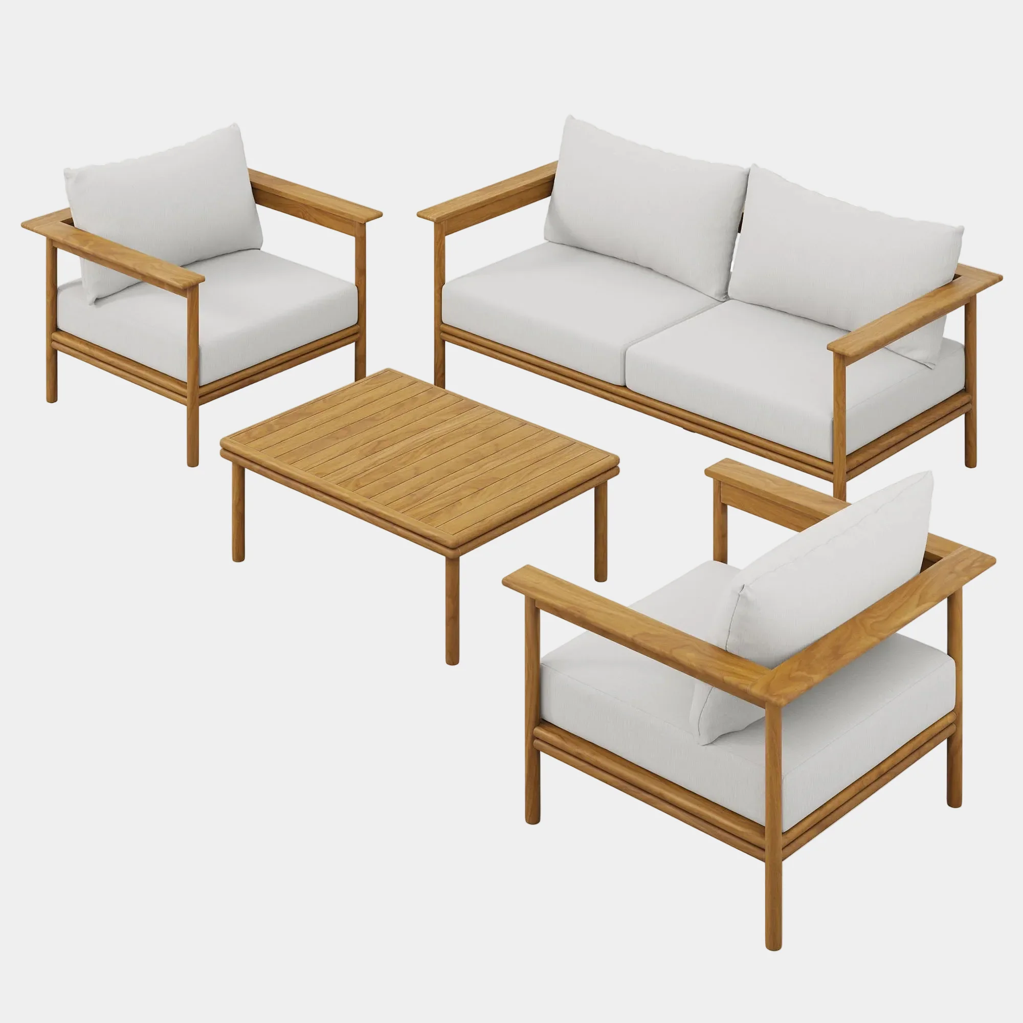 Wren 4-Piece Outdoor Patio Teak Wood Furniture Set