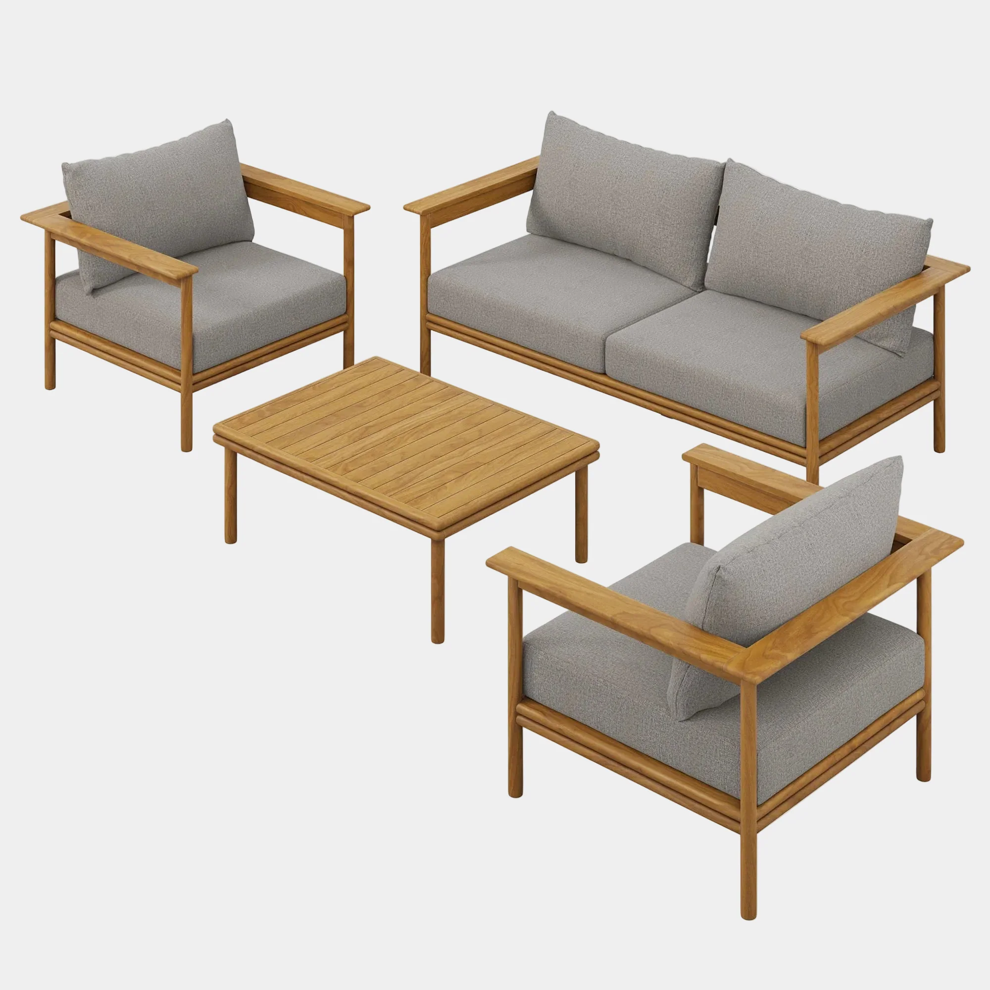 Wren 4-Piece Outdoor Patio Teak Wood Furniture Set - Image 10