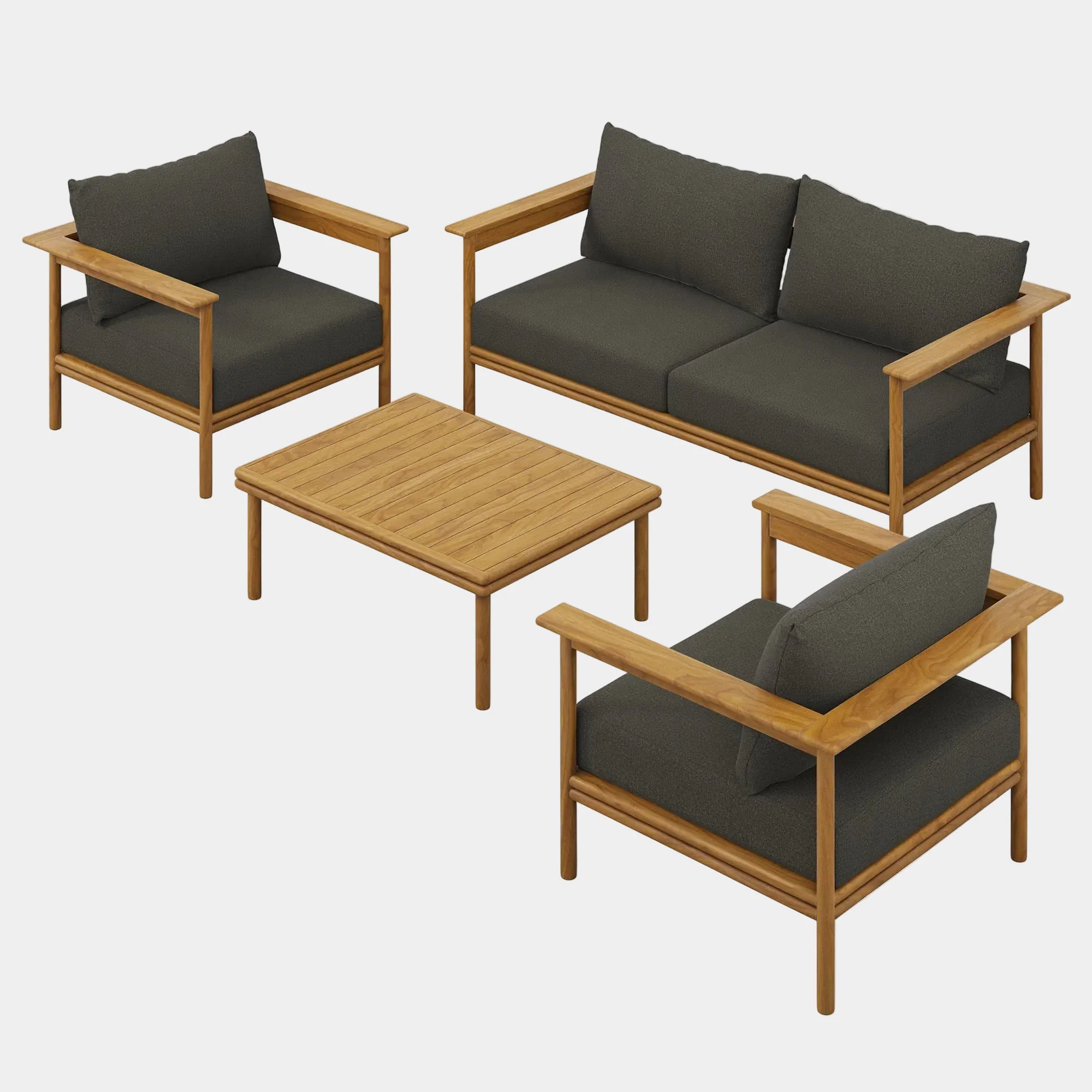Wren 4-Piece Outdoor Patio Teak Wood Furniture Set - Image 19
