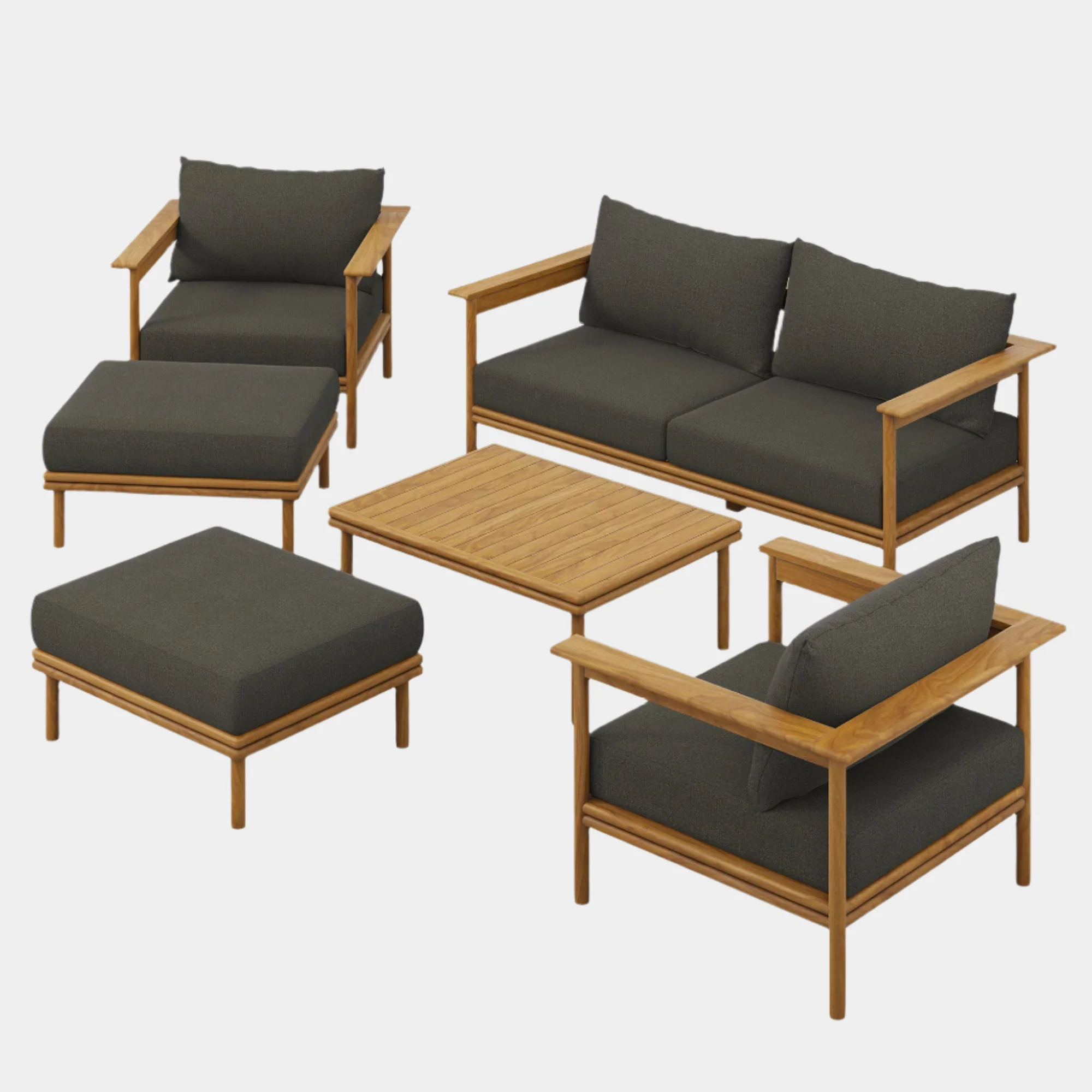 Wren 6-Piece Outdoor Patio Teak Wood Furniture Set - Image 23