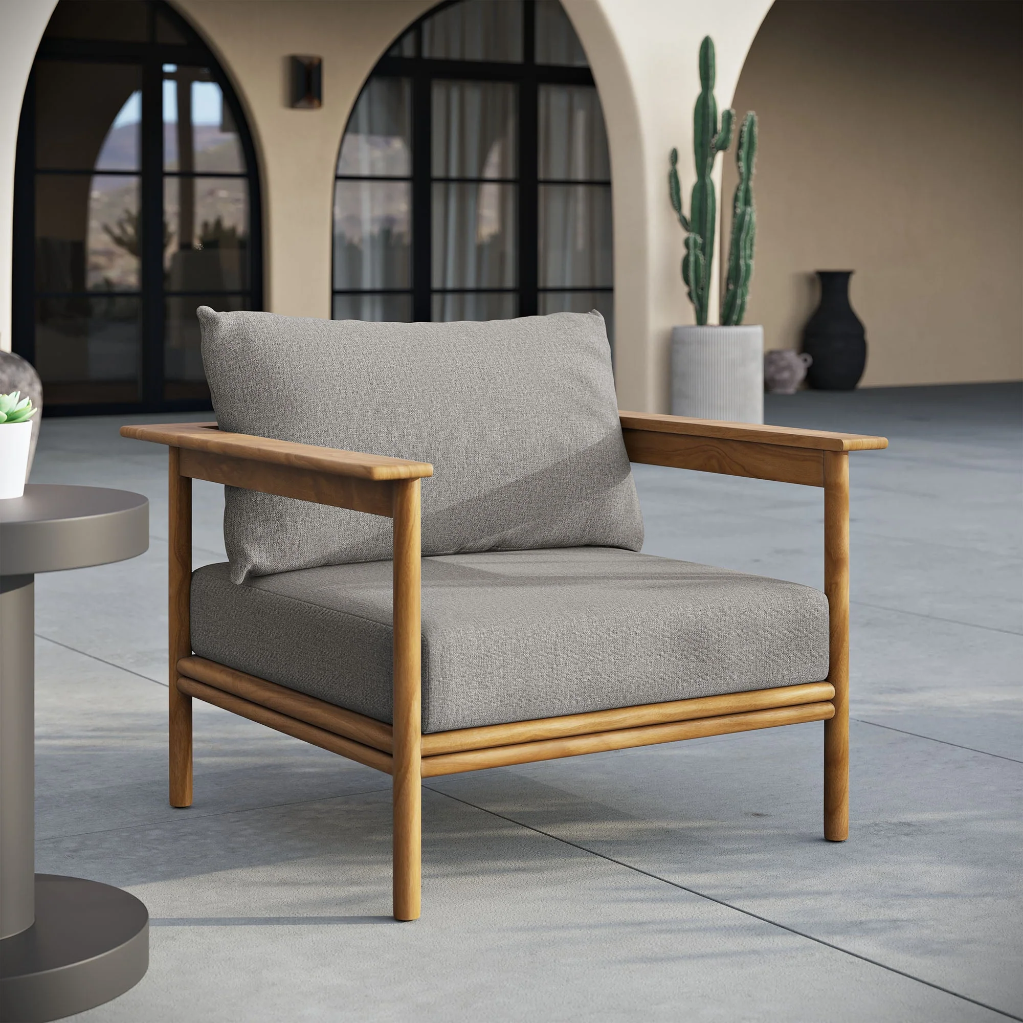 Wren Outdoor Patio Teak Wood Armchair - Image 12