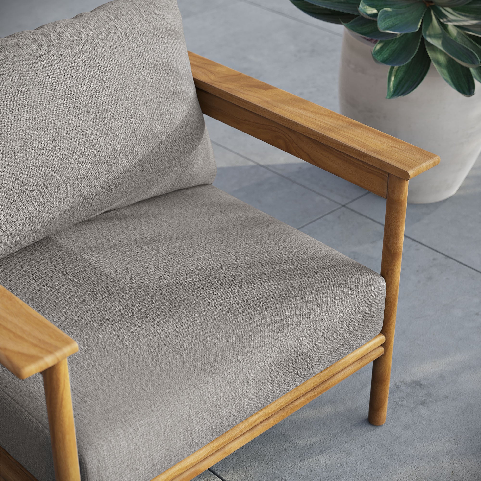 Wren Outdoor Patio Teak Wood Armchair - Image 13