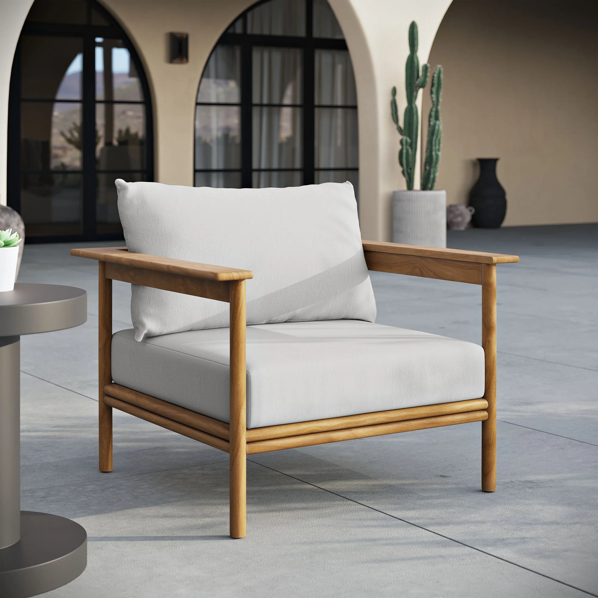 Wren Outdoor Patio Teak Wood Armchair - Image 2