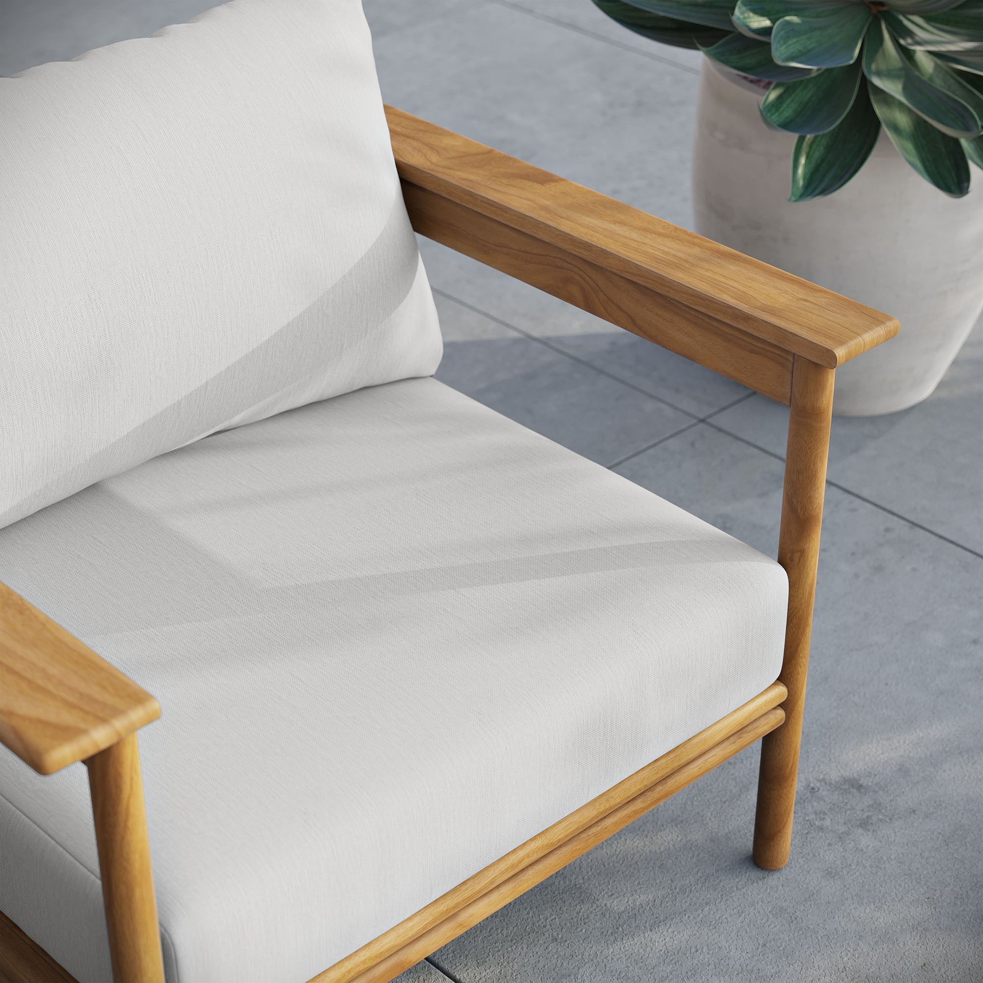 Wren Outdoor Patio Teak Wood Armchair - Image 3