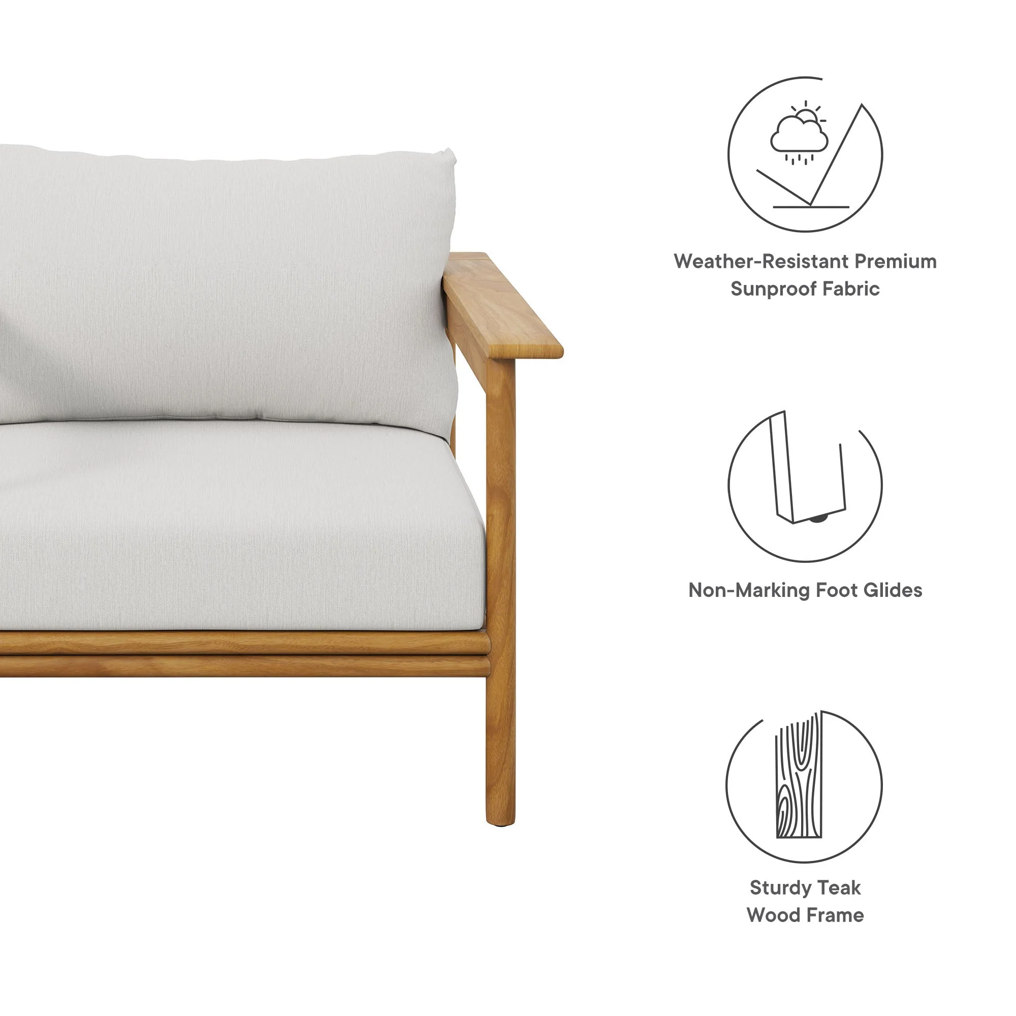 Wren Outdoor Patio Teak Wood Armchair - Image 9