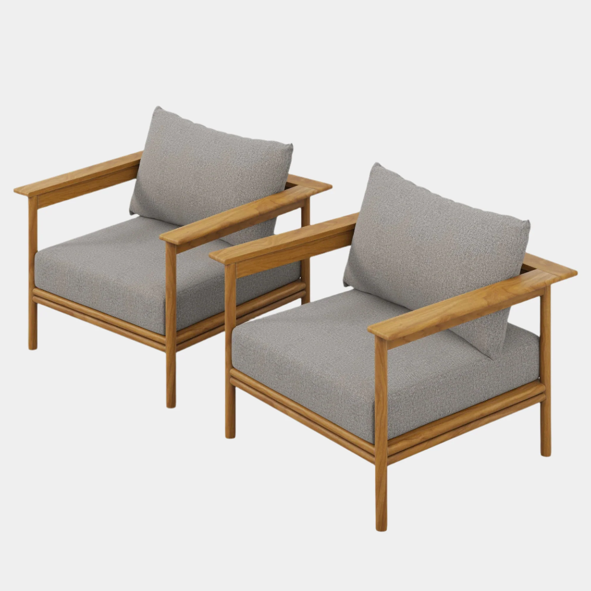 Wren Outdoor Patio Teak Wood Armchair Set - Image 11