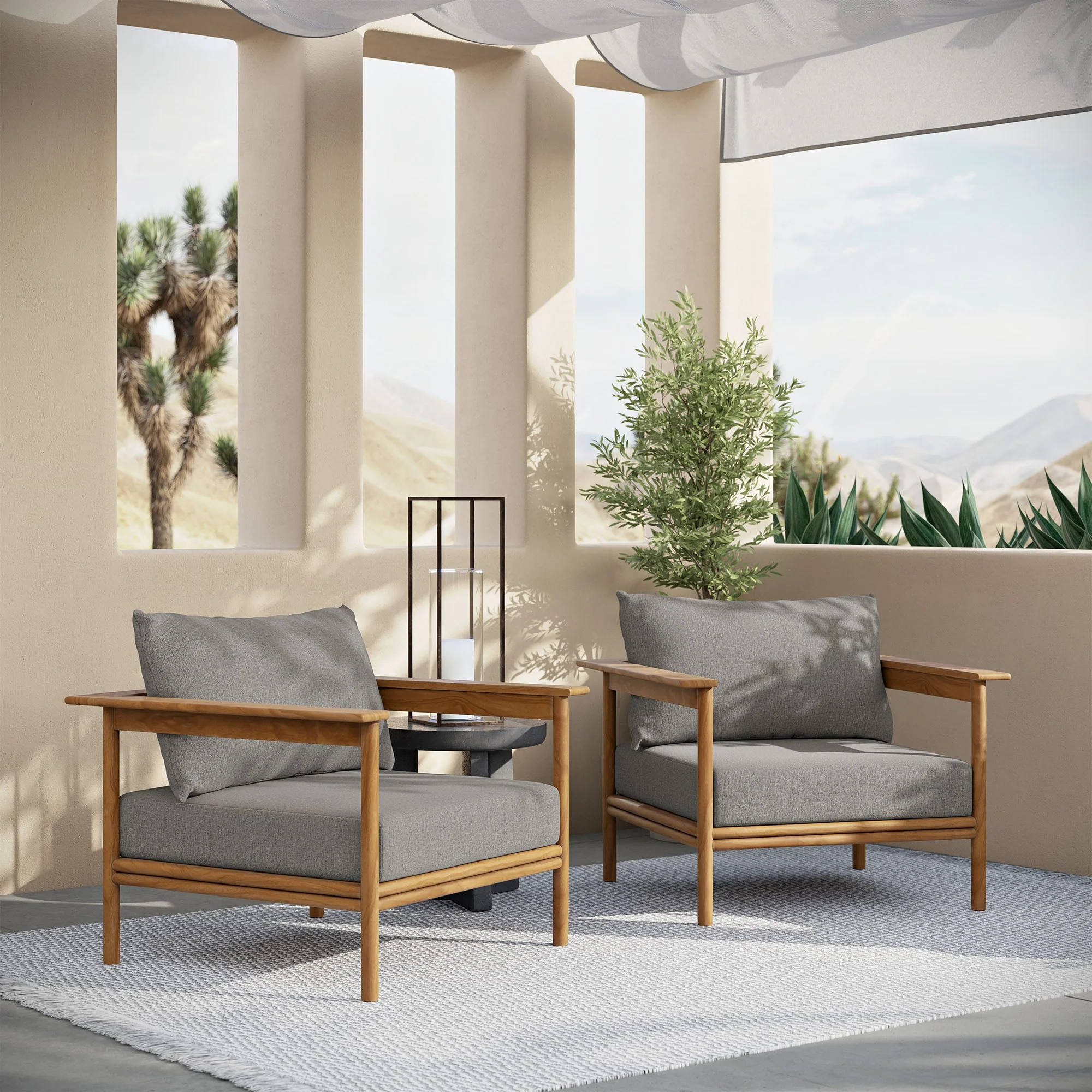 Wren Outdoor Patio Teak Wood Armchair Set - Image 12