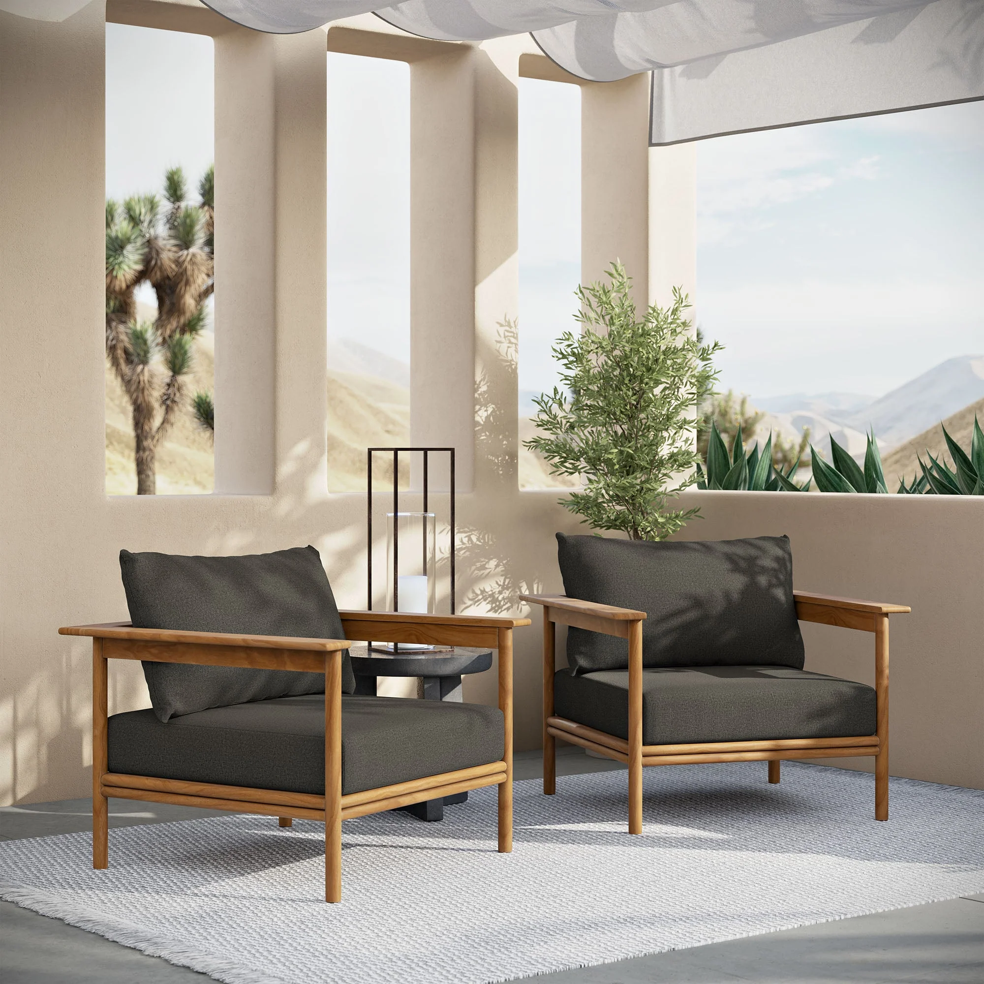 Wren Outdoor Patio Teak Wood Armchair Set - Image 22