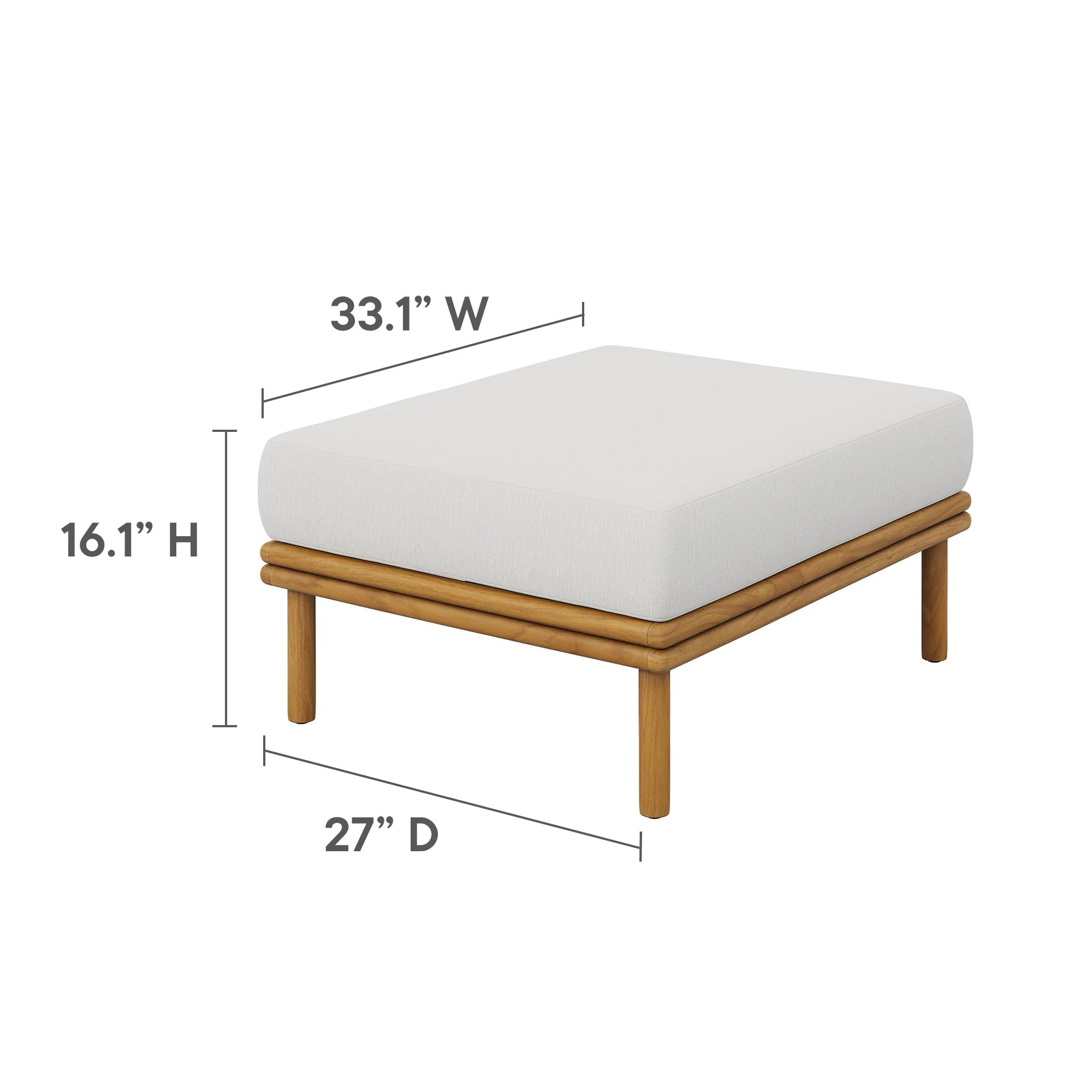 Wren Outdoor Patio Teak Wood Ottoman - Image 10