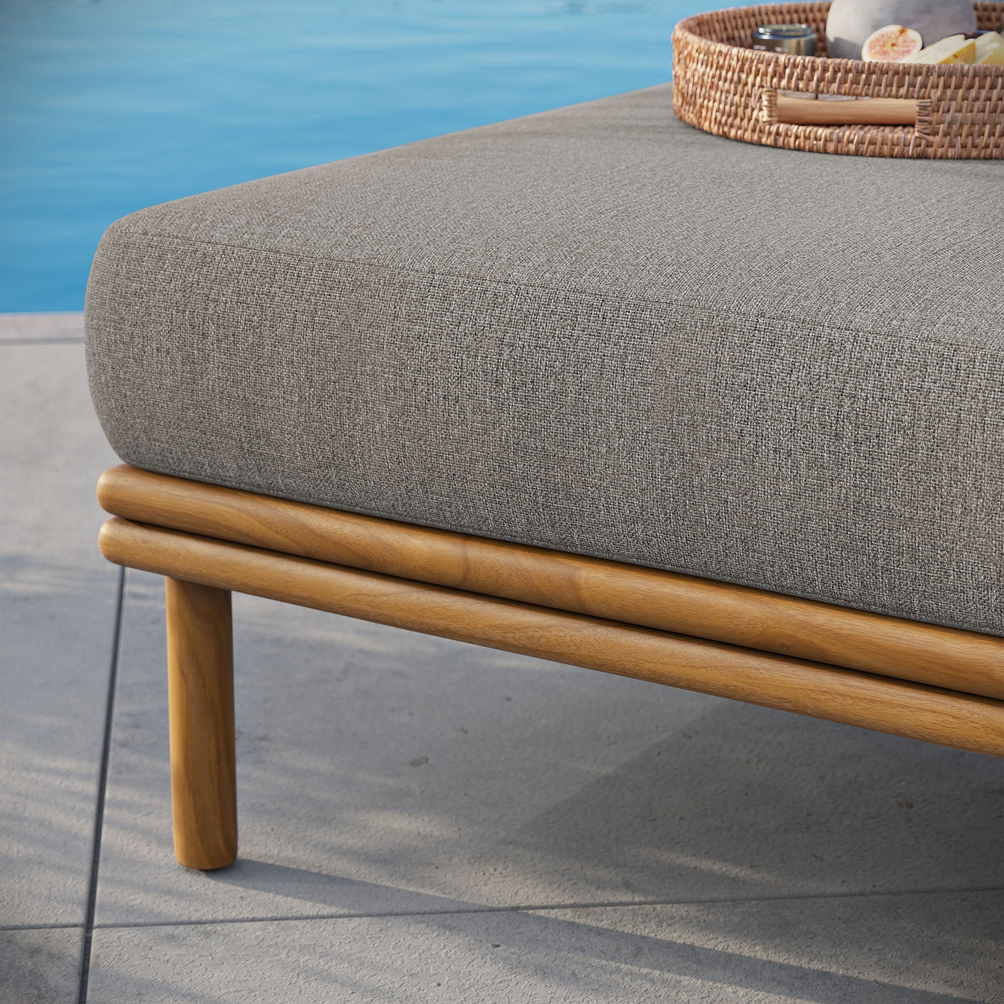 Wren Outdoor Patio Teak Wood Ottoman - Image 13