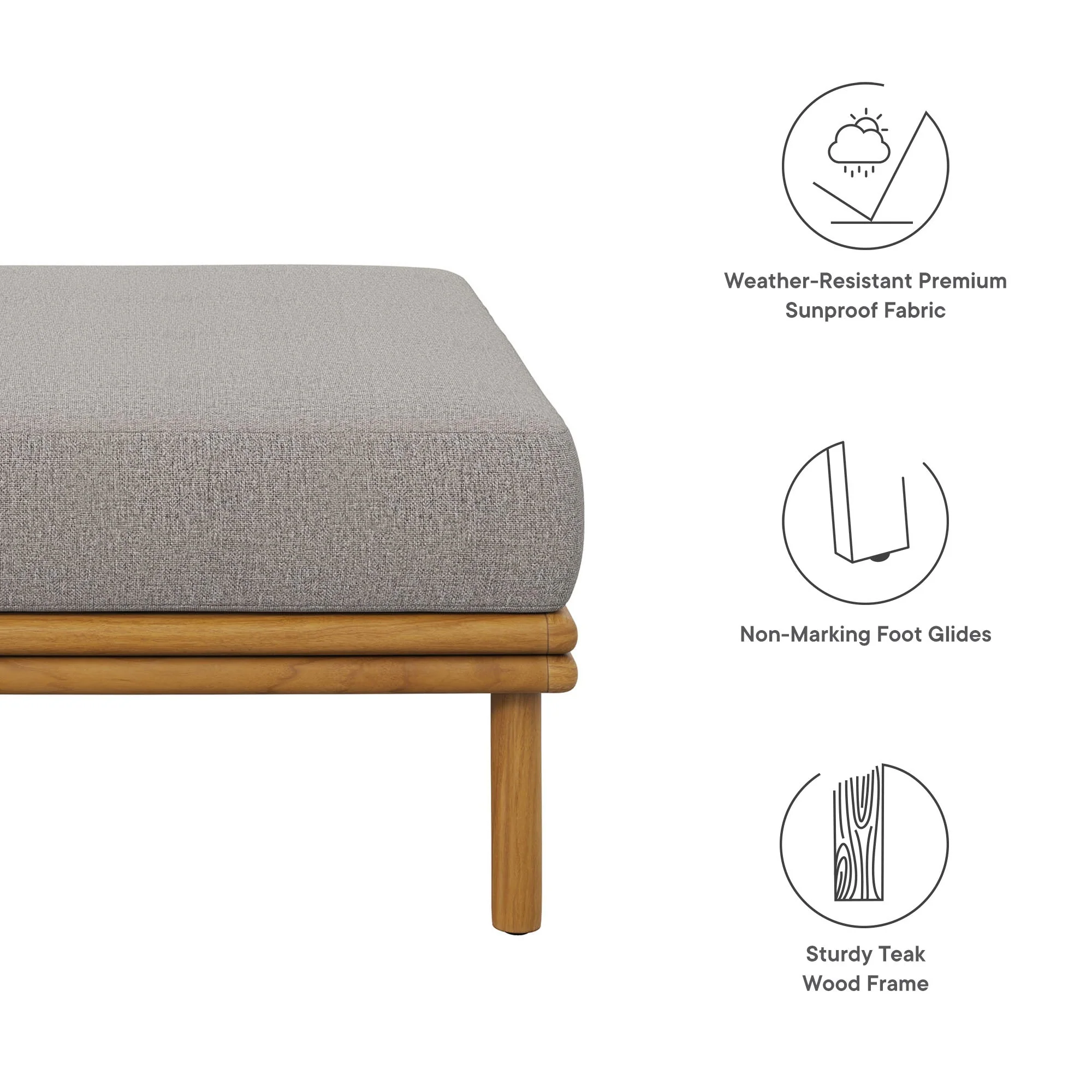 Wren Outdoor Patio Teak Wood Ottoman - Image 19