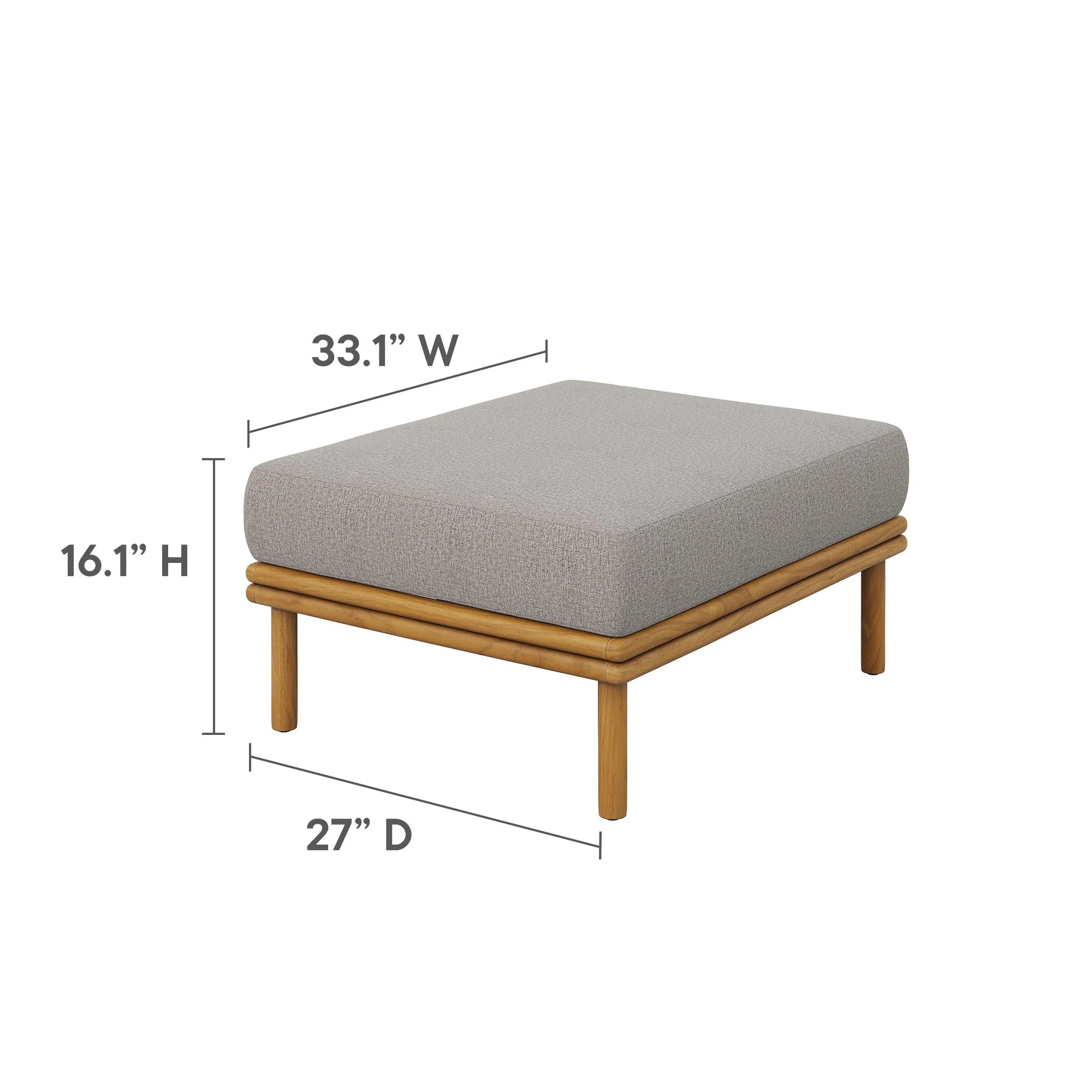 Wren Outdoor Patio Teak Wood Ottoman - Image 20