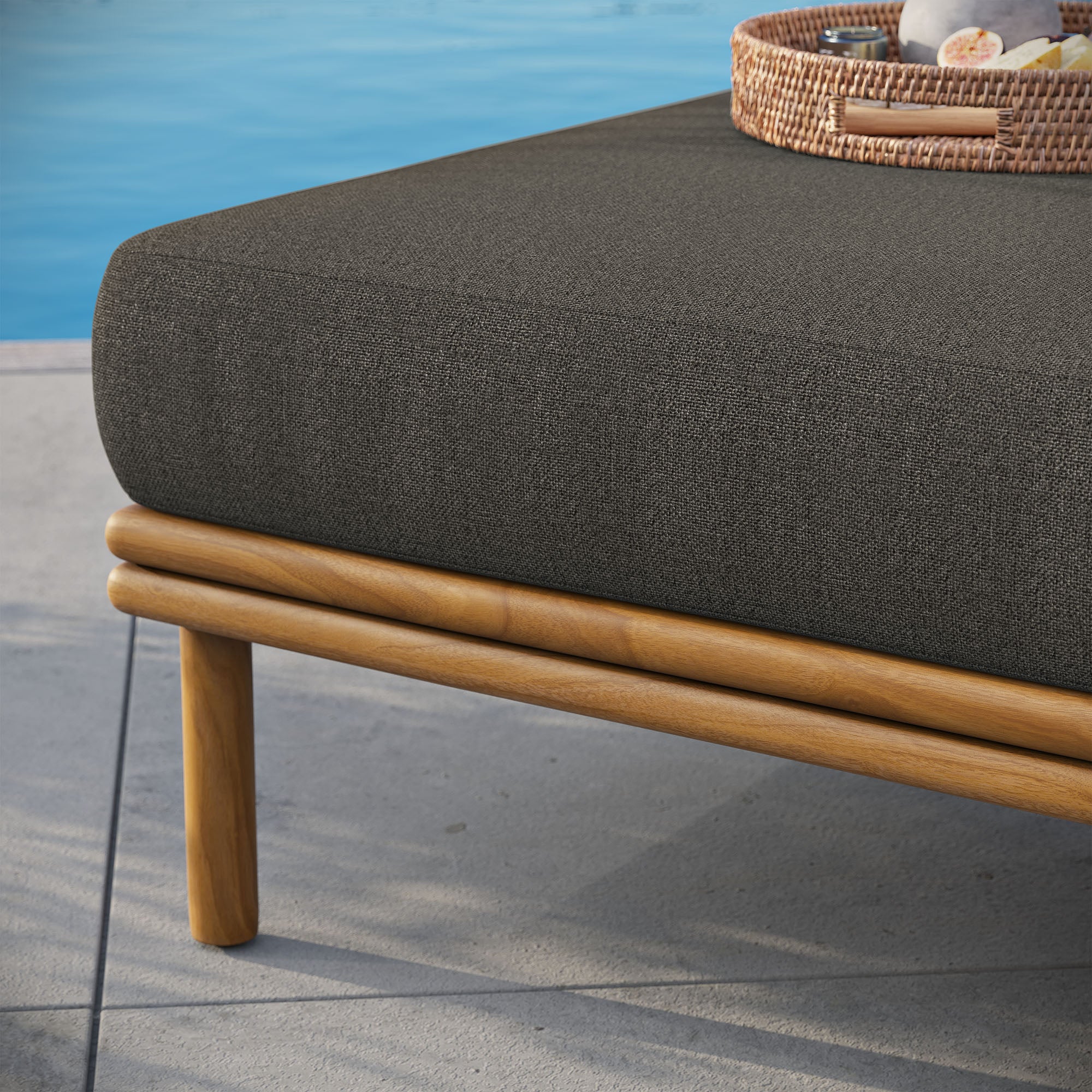 Wren Outdoor Patio Teak Wood Ottoman - Image 23