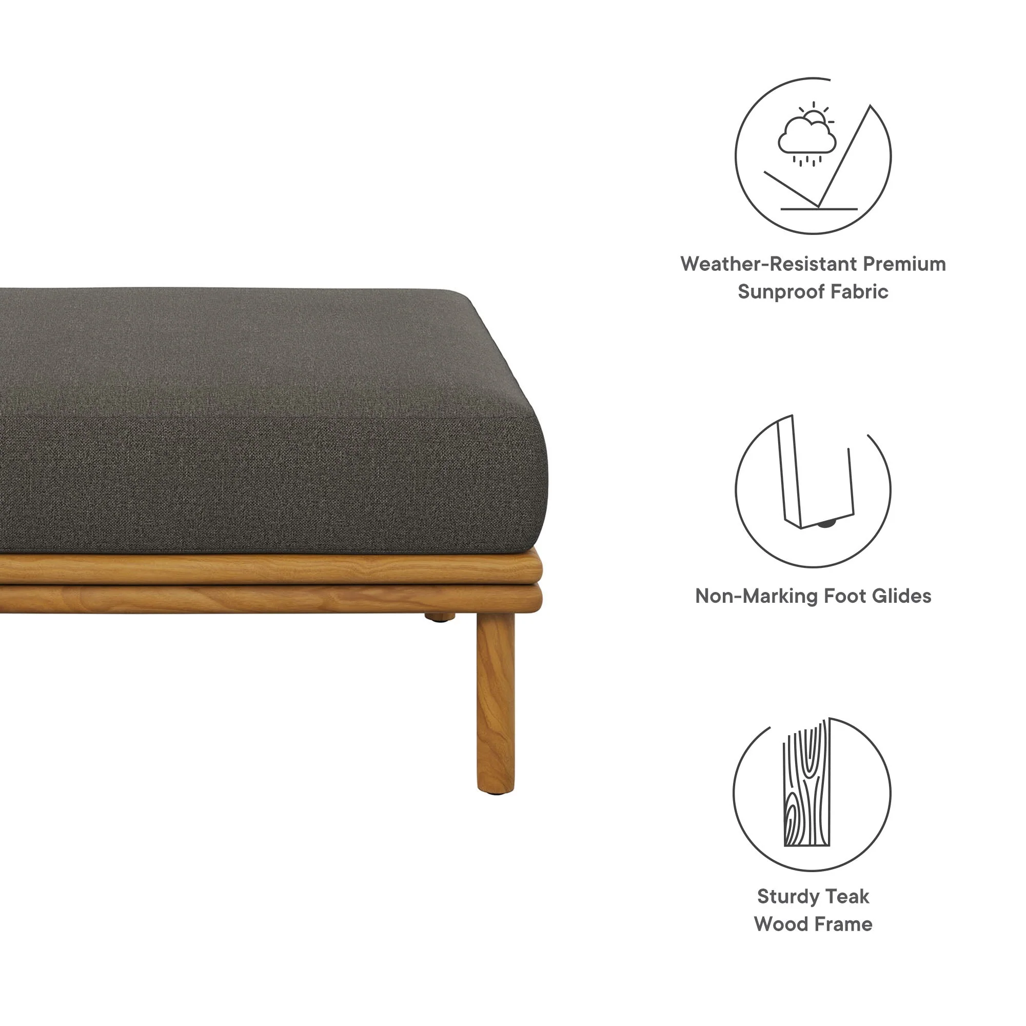 Wren Outdoor Patio Teak Wood Ottoman - Image 29