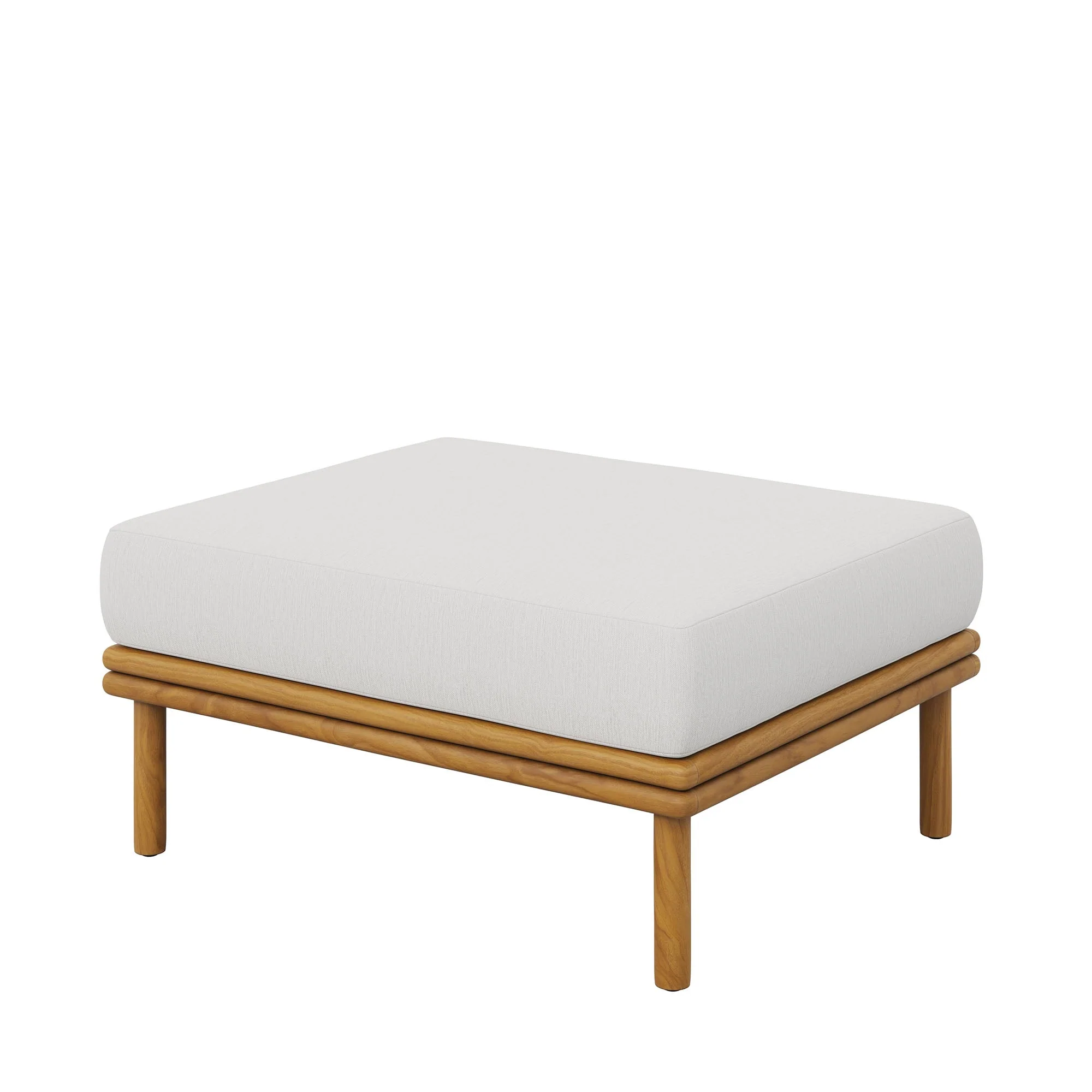 Wren Outdoor Patio Teak Wood Ottoman - Image 5