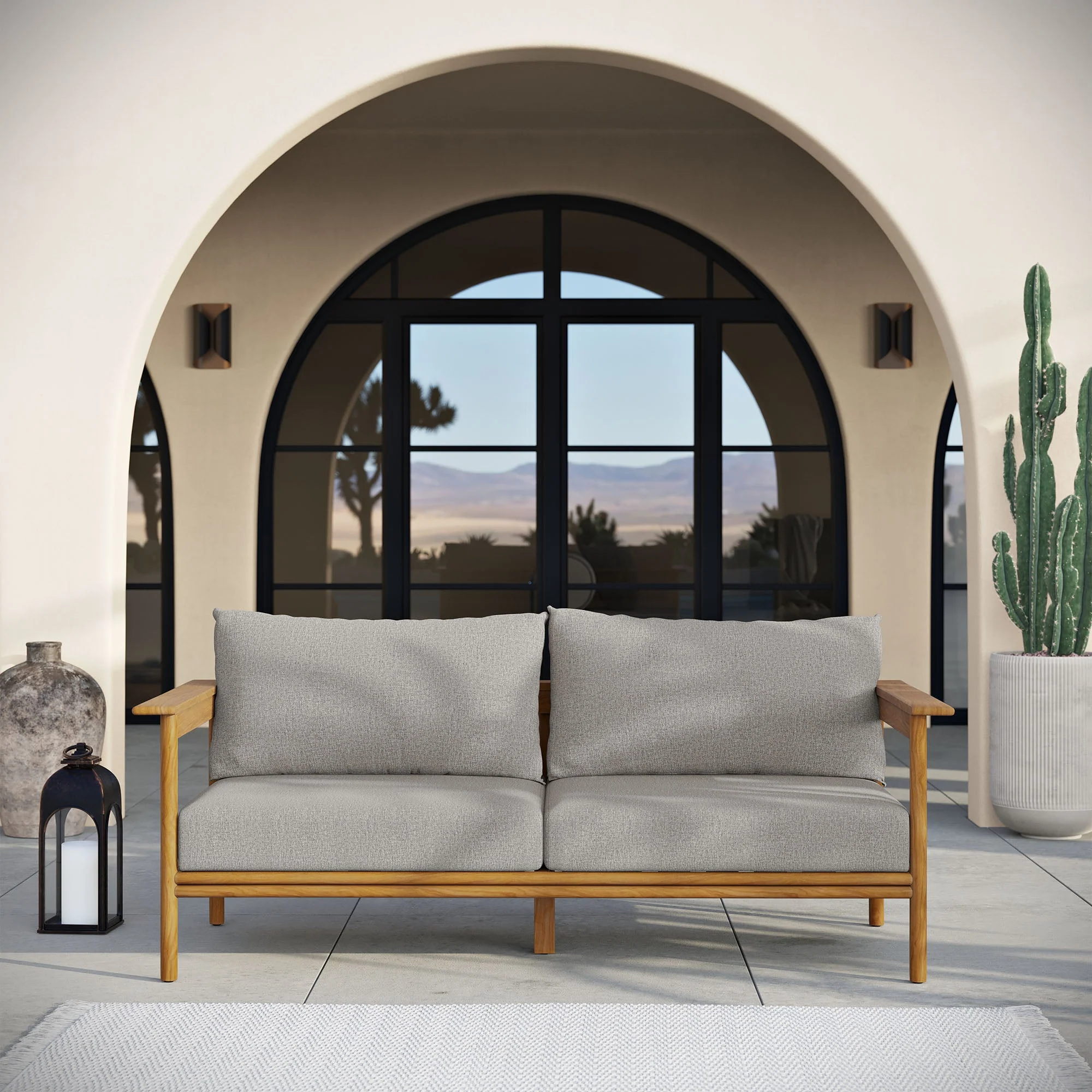 Wren Outdoor Patio Teak Wood Sofa - Image 12