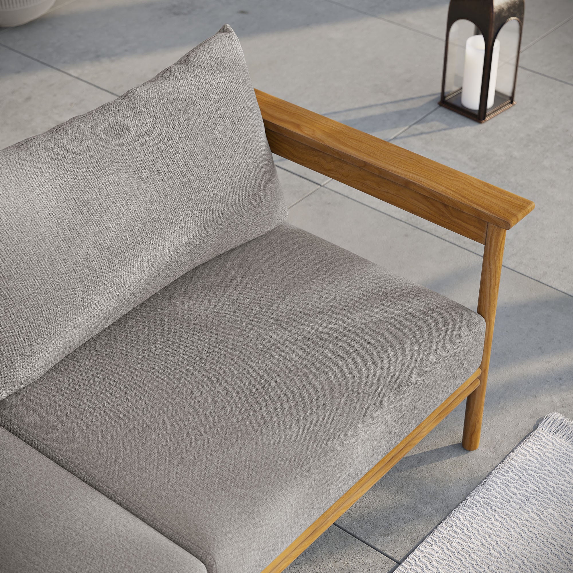 Wren Outdoor Patio Teak Wood Sofa - Image 13