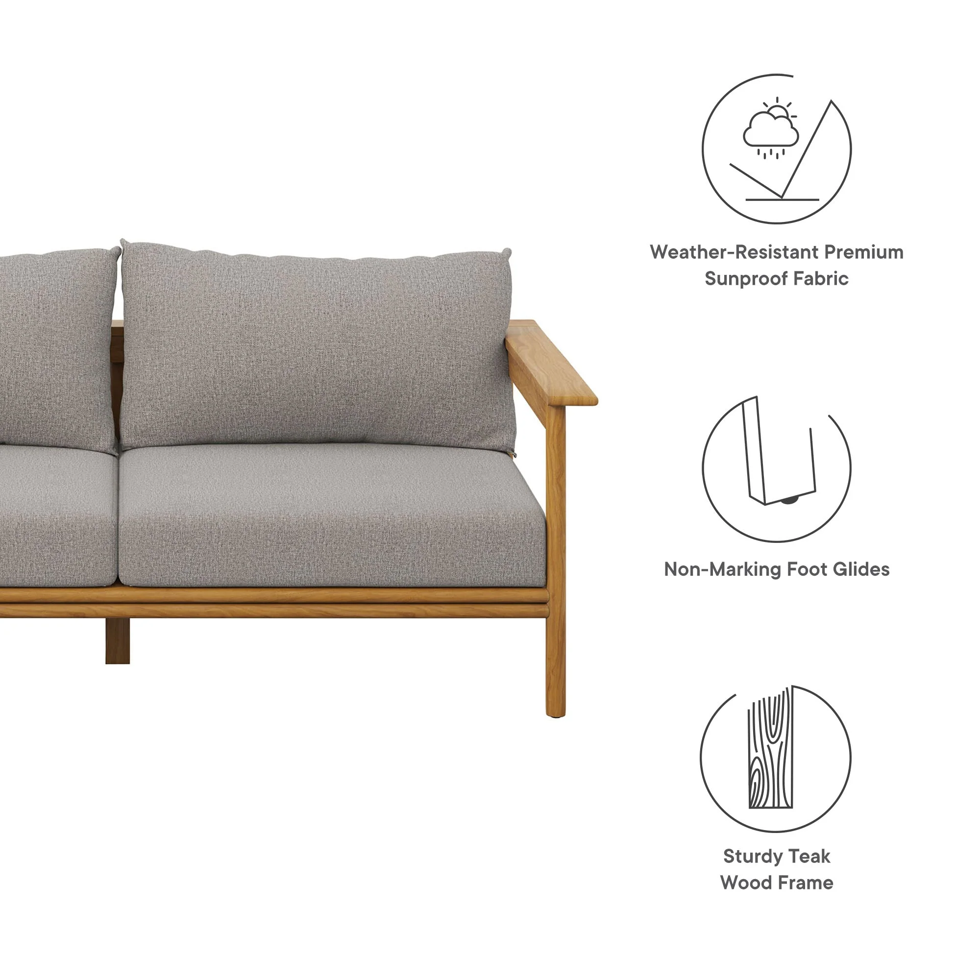 Wren Outdoor Patio Teak Wood Sofa - Image 15