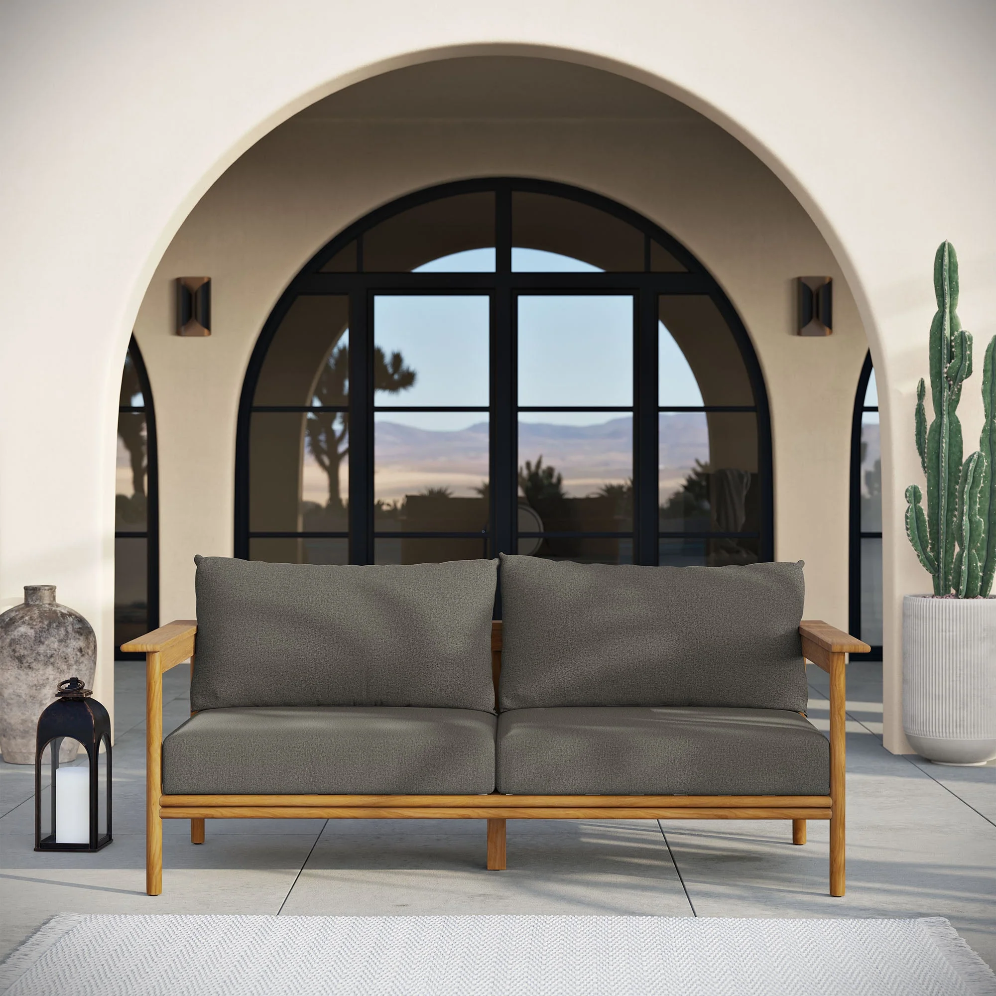 Wren Outdoor Patio Teak Wood Sofa - Image 22