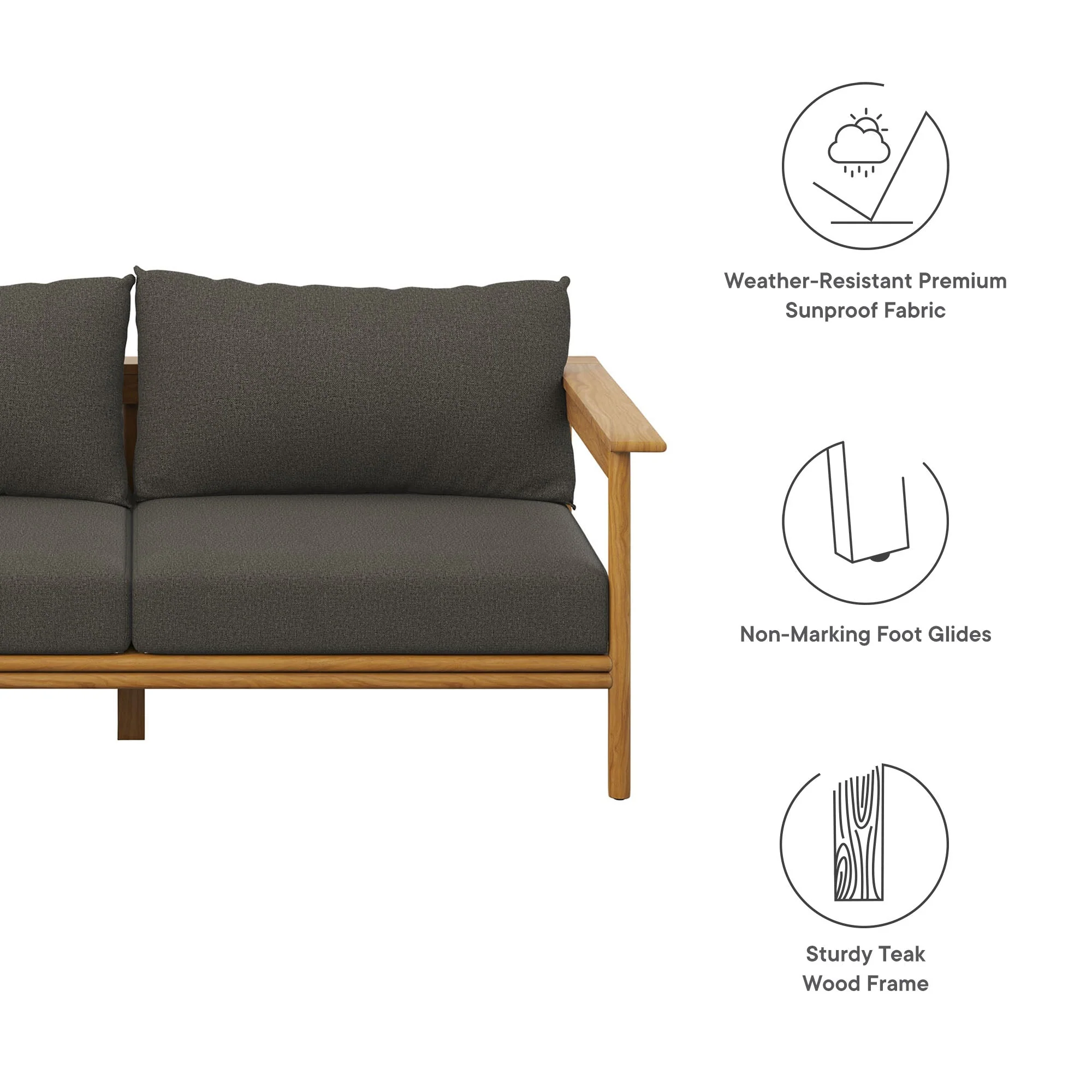Wren Outdoor Patio Teak Wood Sofa - Image 25