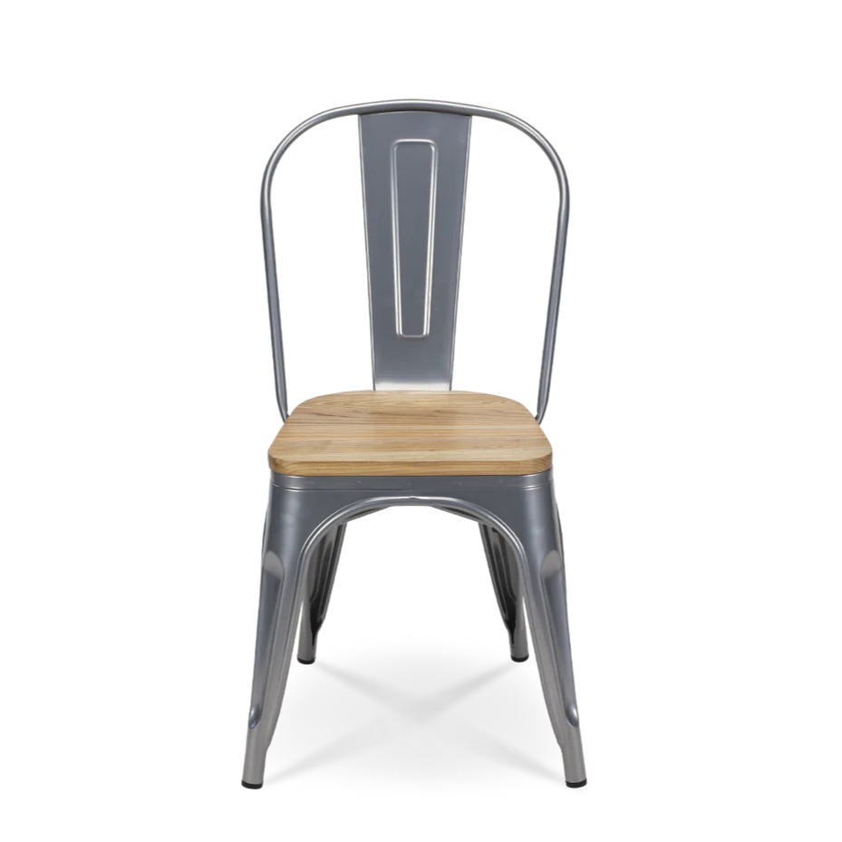 Tolix Armless Chair (Wooden Seat) - Image 3