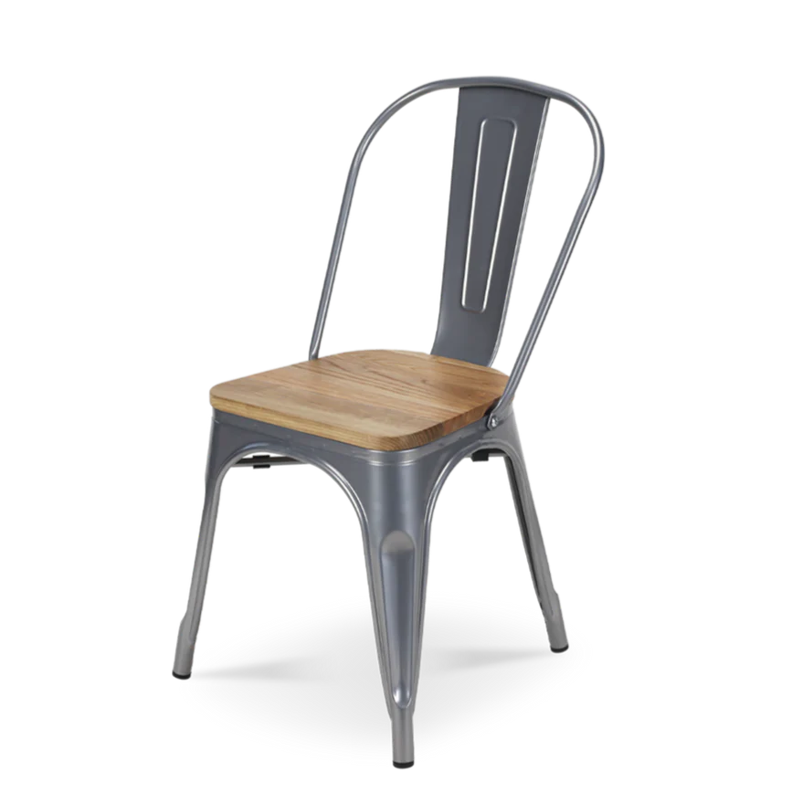 Tolix Armless Chair (Wooden Seat) - Image 4