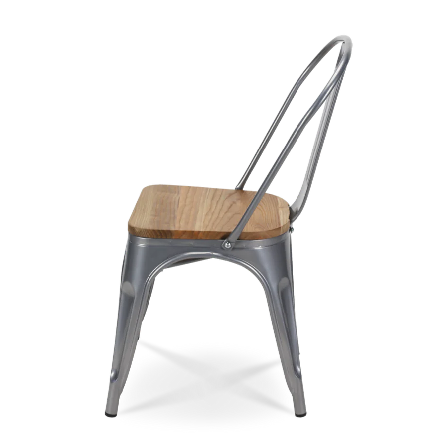 Tolix Armless Chair (Wooden Seat) - Image 5