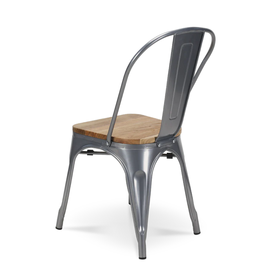 Tolix Armless Chair (Wooden Seat) - Image 6