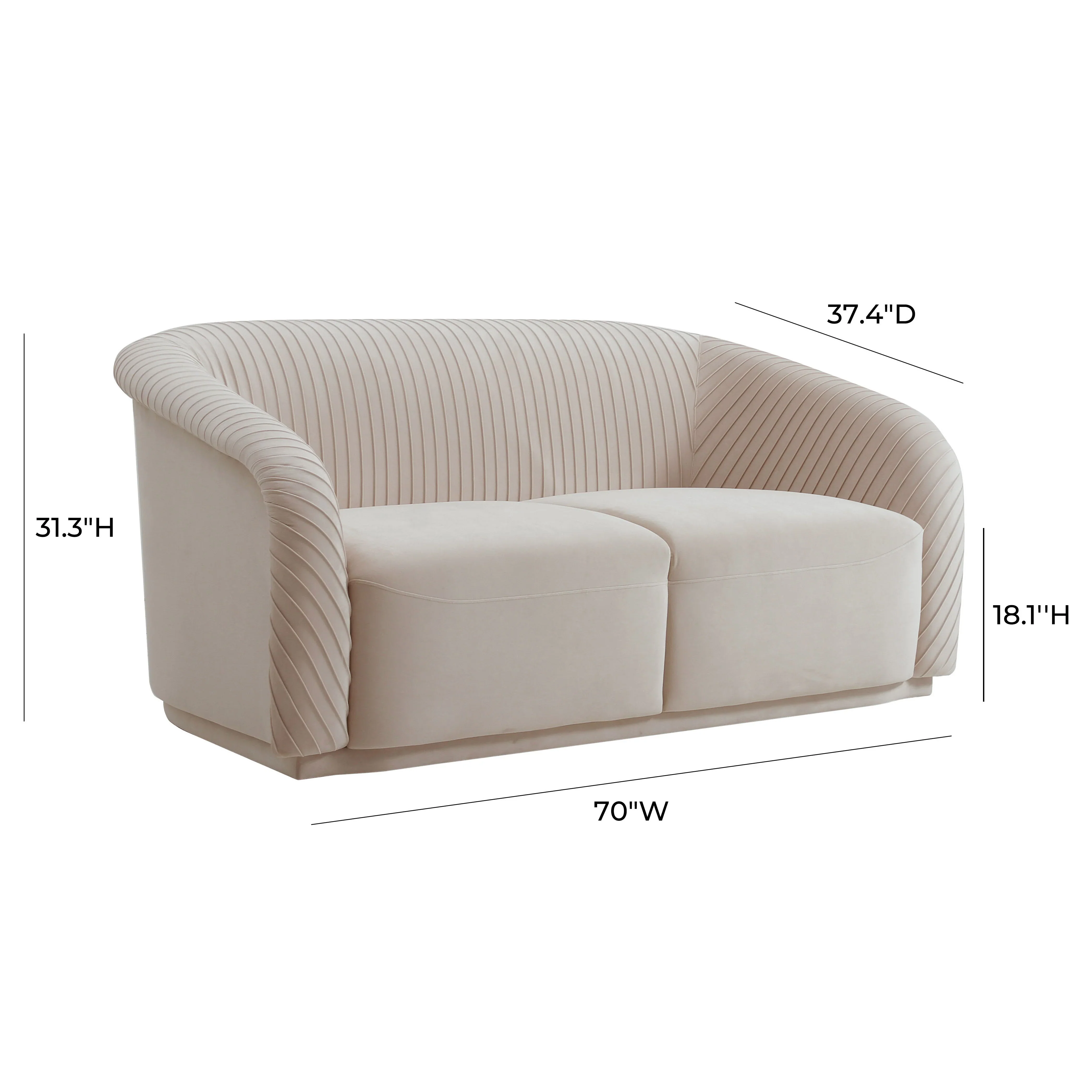 Yara 70" Pleated Performance Velvet Loveseat - Image 6