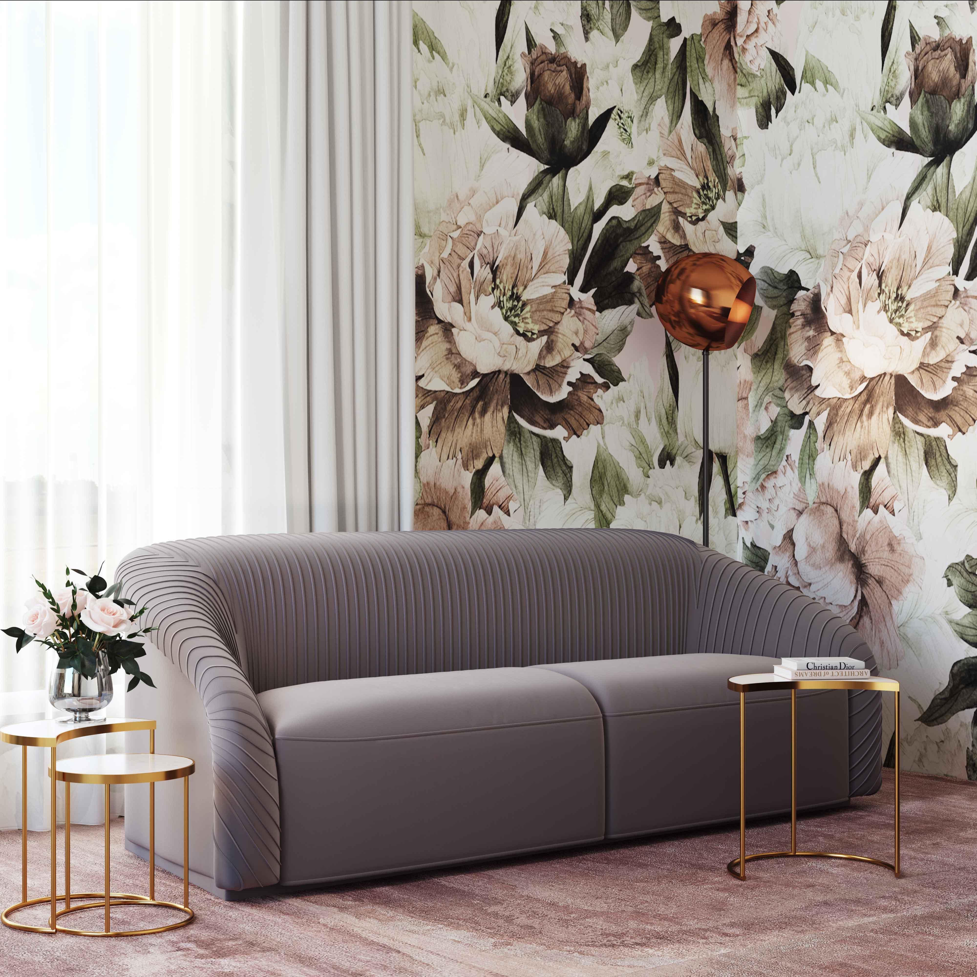 Yara 90.6" Pleated Performance Velvet Sofa - Image 9