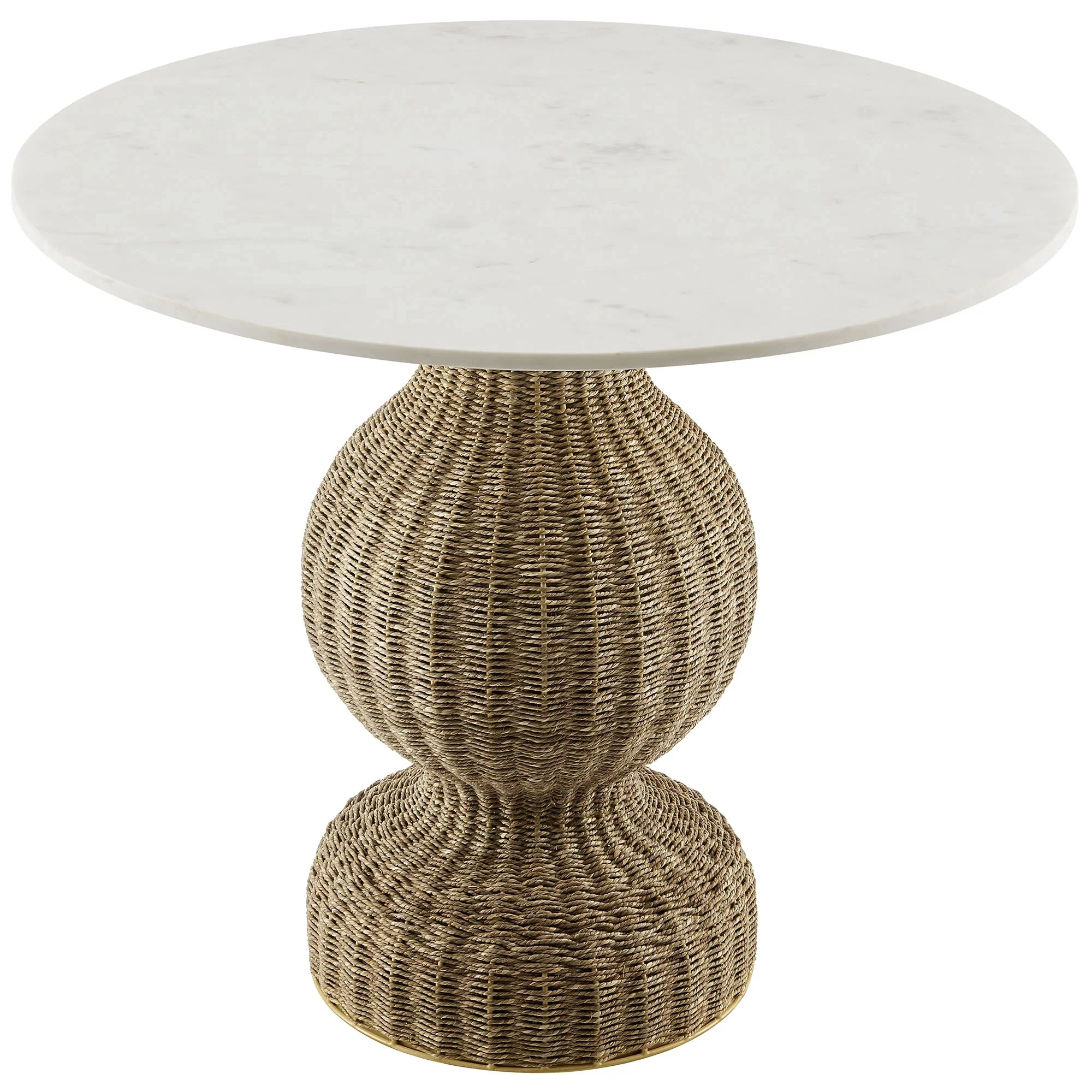 Zale 36" Marble and Seagrass Dining Table in White Natural - Image 5