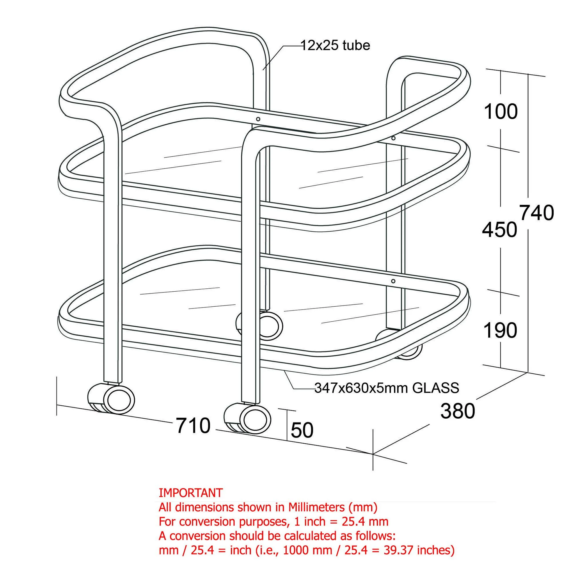 Zedd 2-tier Bar Cart in Chrome - Image 8