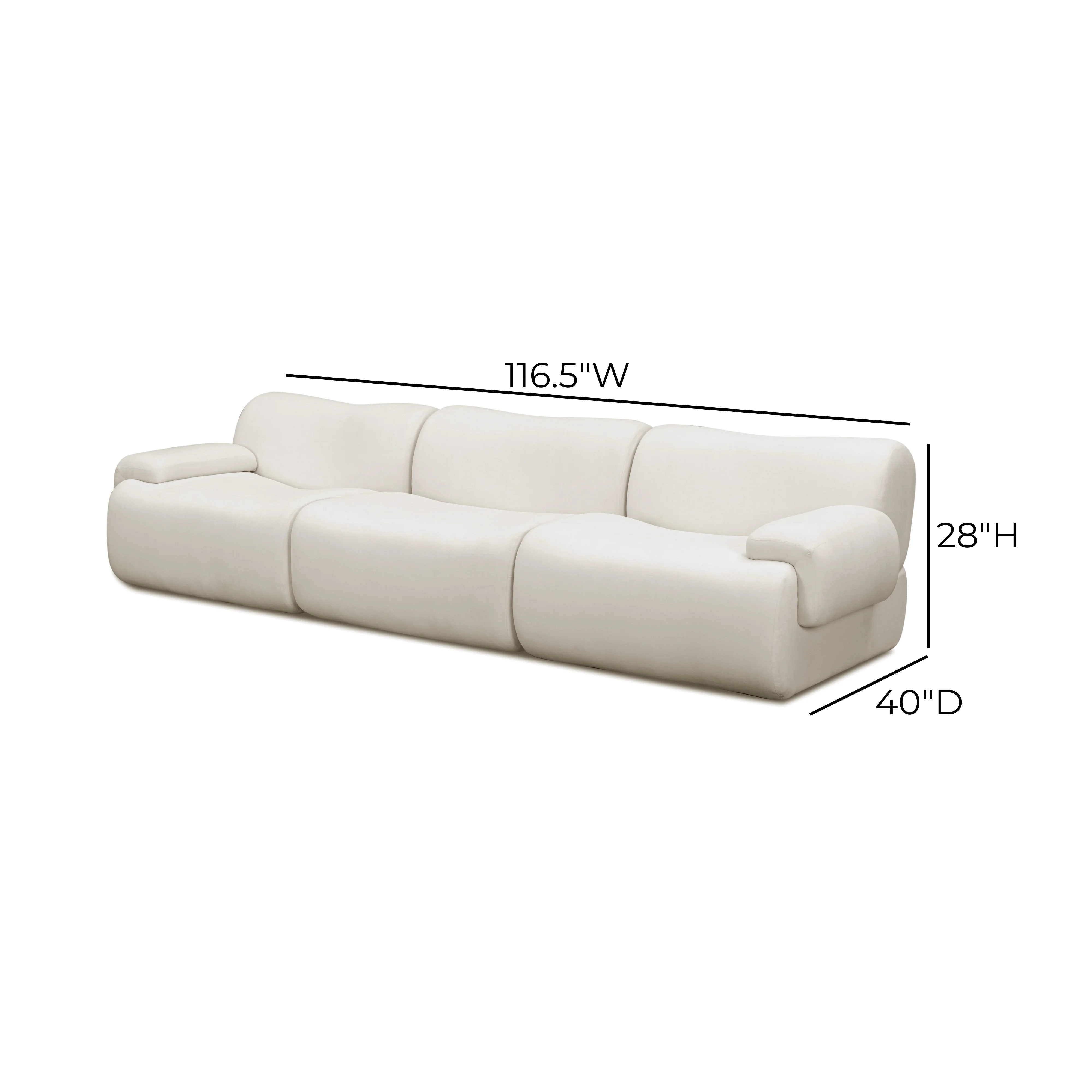 Zenith 116.5" Contract-Grade Upcycled Fabric Modular Sofa - Image 9