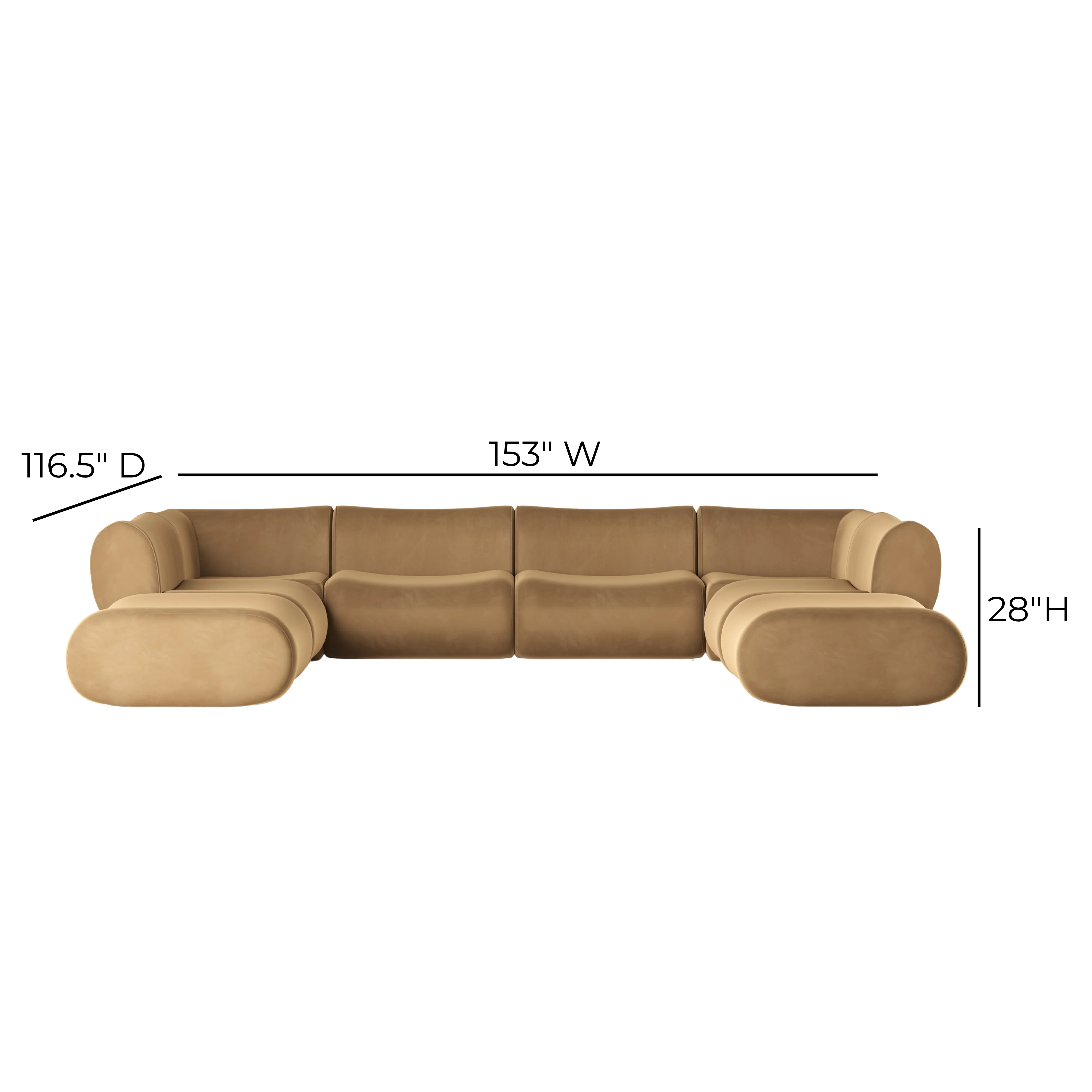 Zenith 8-Piece Latte Brown Performance Velvet Modular U-Sectional - Image 5