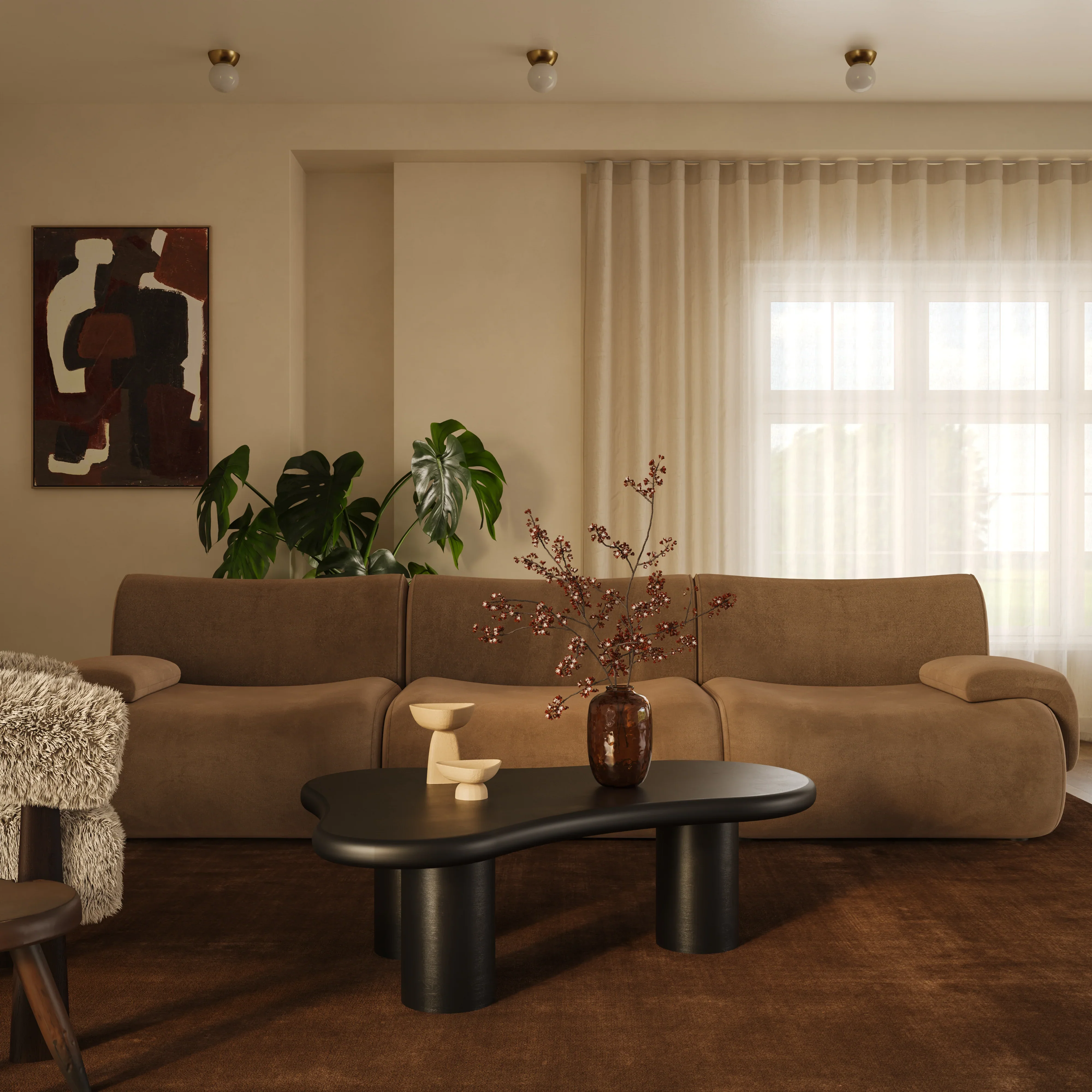 Zenith Latte Brown Performance Velvet Armless Chair - Image 2