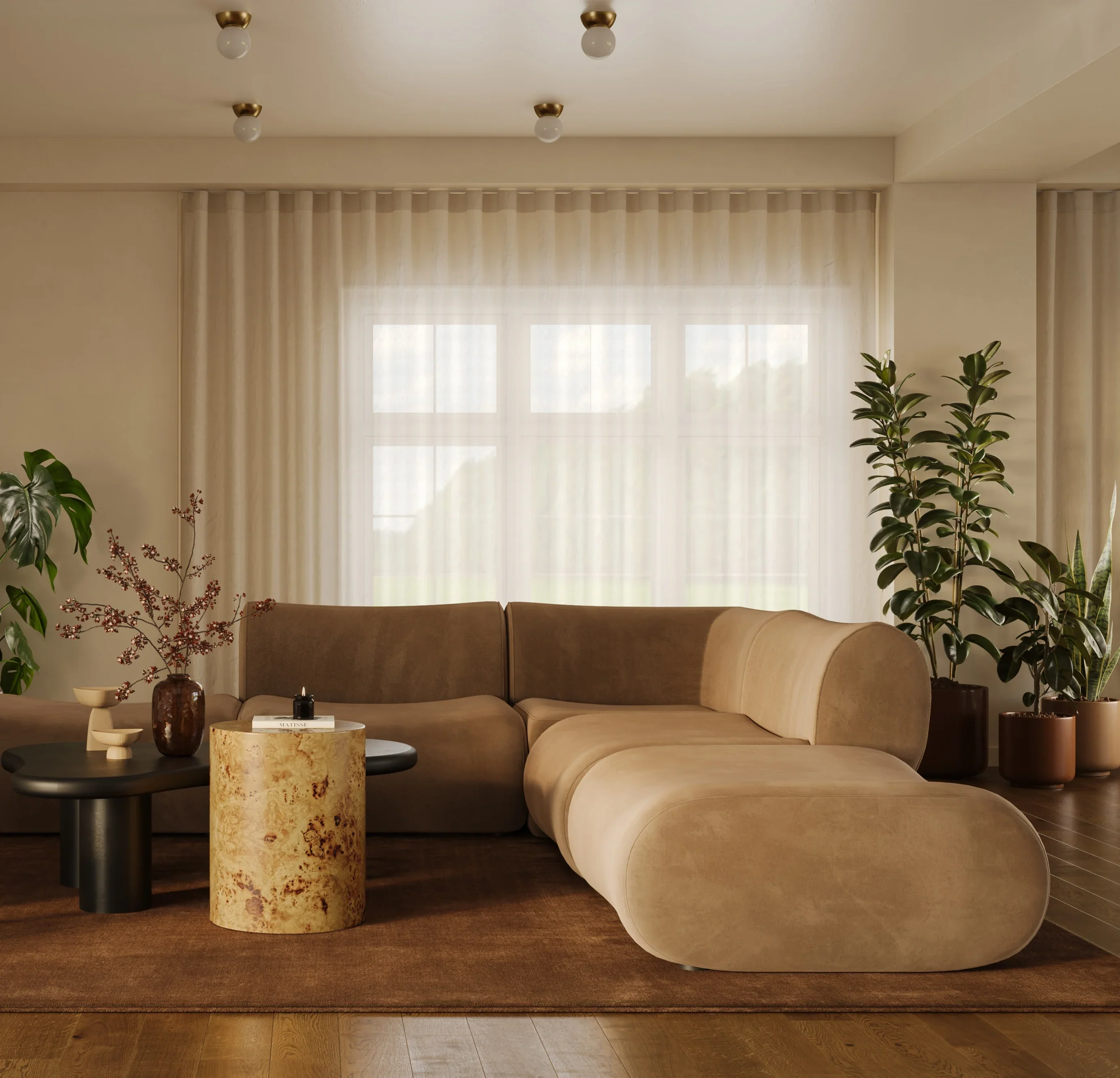 Zenith Latte Brown Performance Velvet Ottoman - Image 2