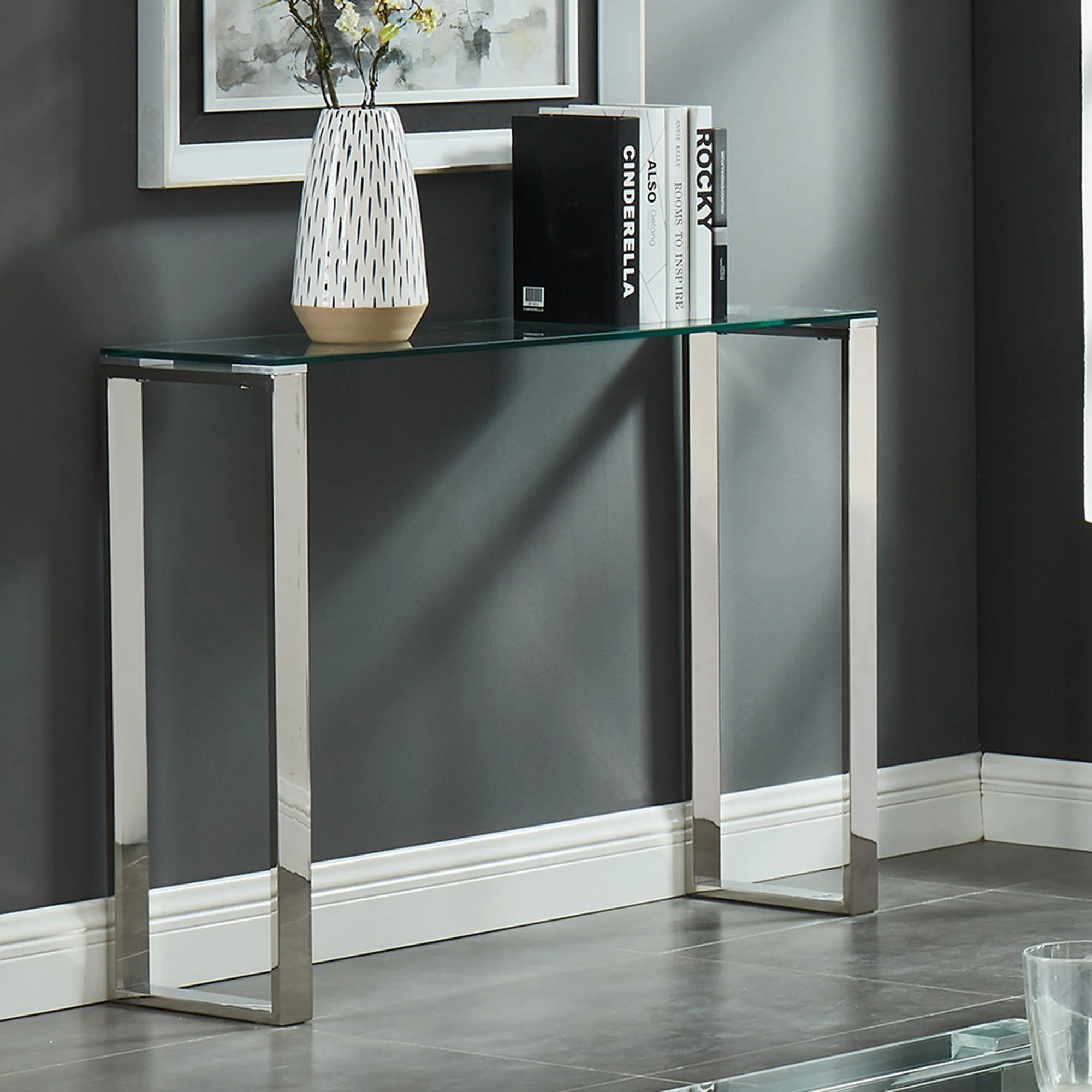 Zevon Console/Desk in Silver - Image 2