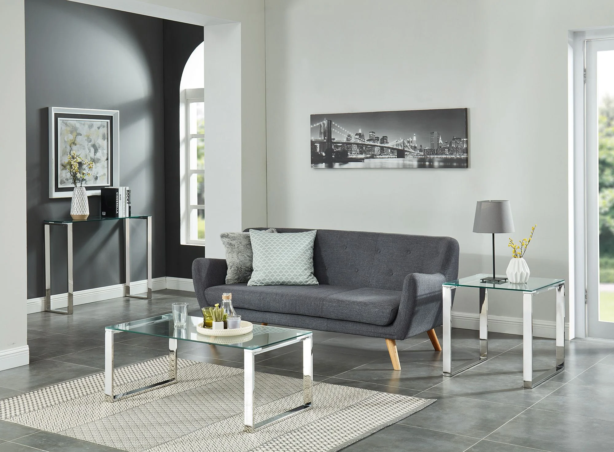 Zevon Console/Desk in Silver - Image 3
