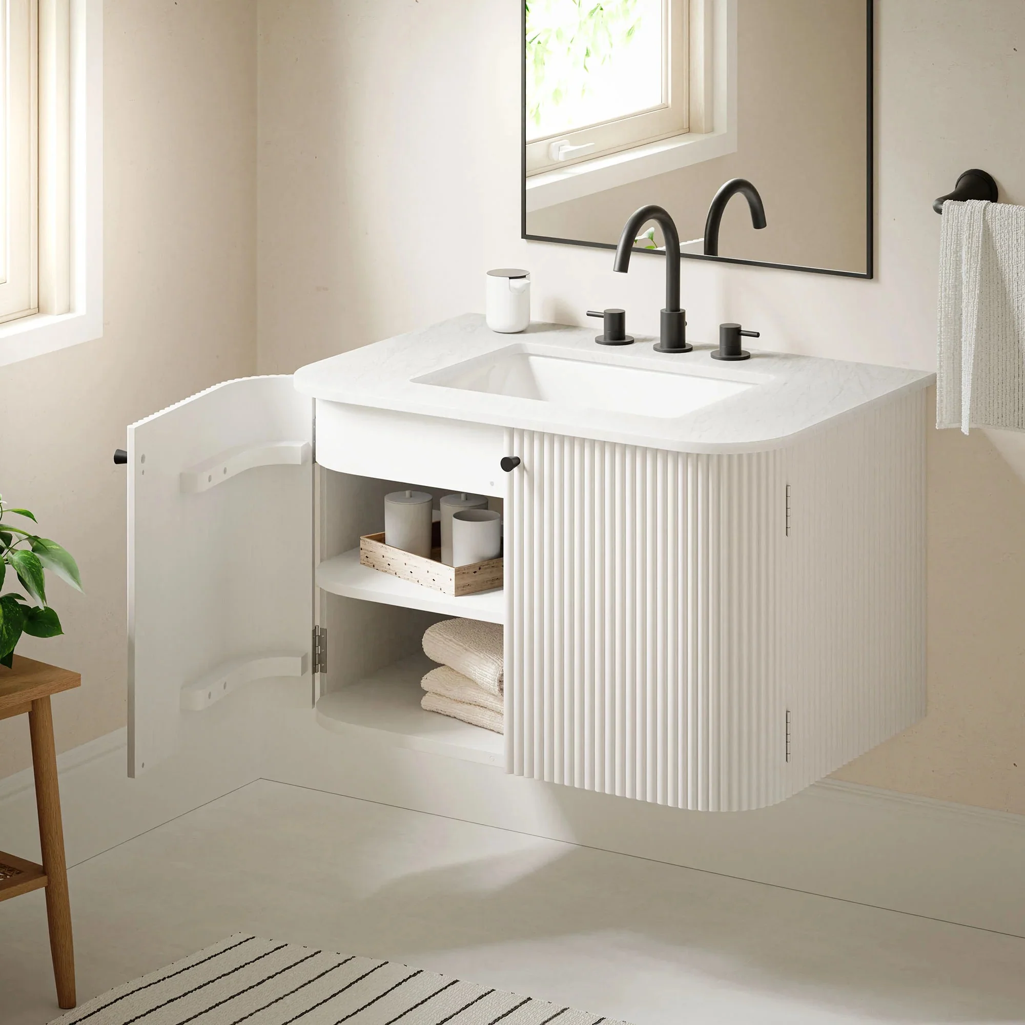 Zia 24" Wall-Mount Bathroom Vanity with Marble Sink - Image 47