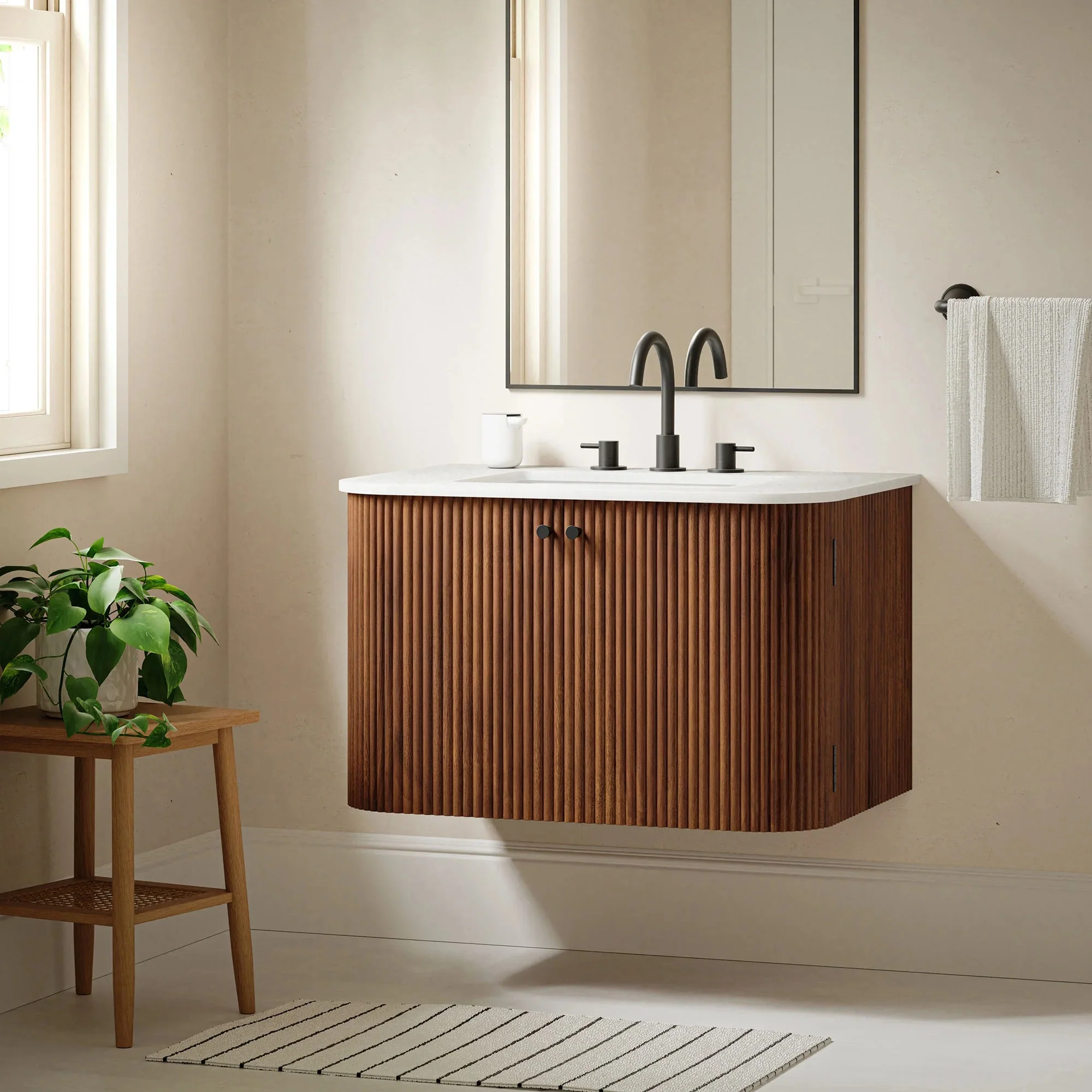 Zia 24" Wall-Mount Bathroom Vanity with Marble Sink - Image 57