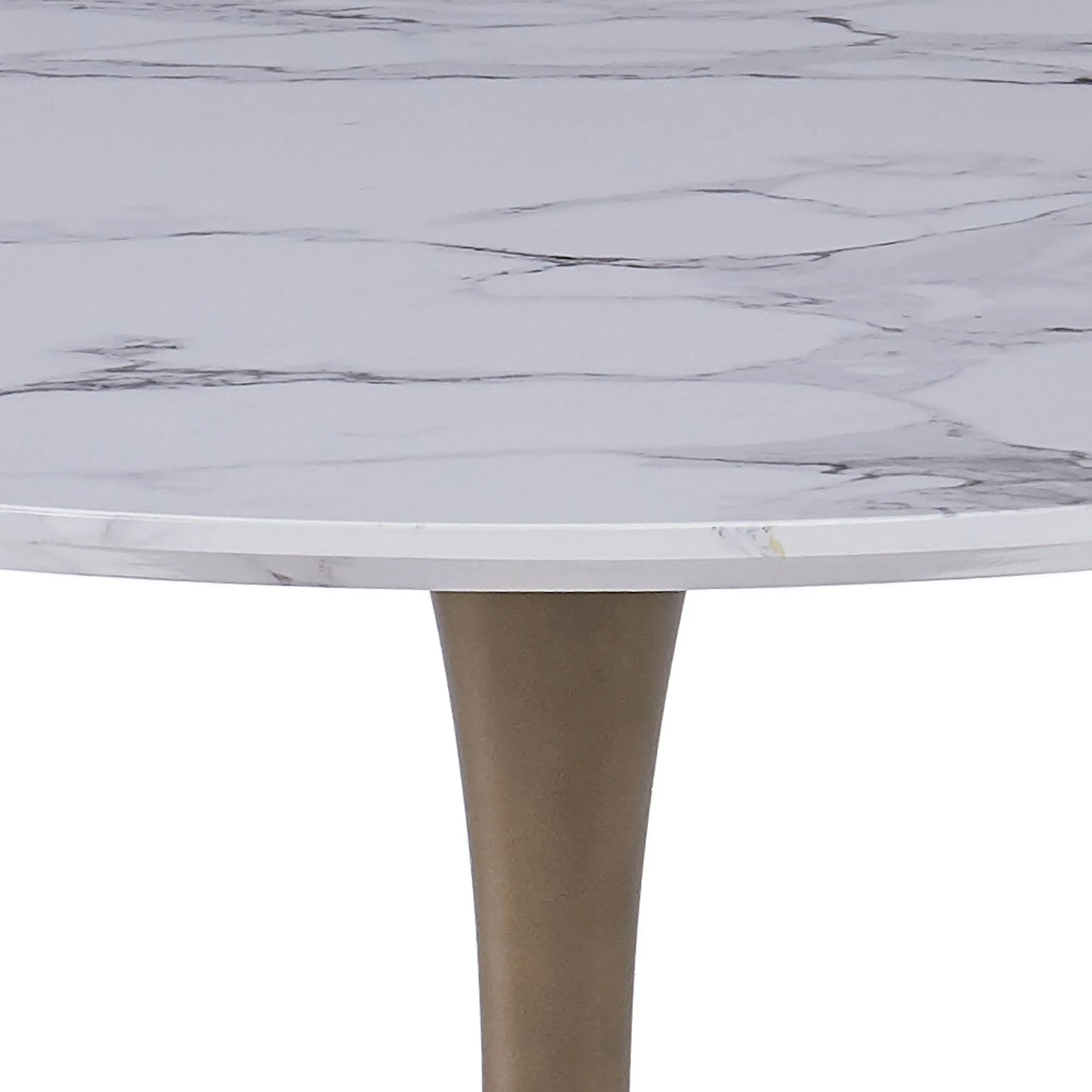 Zilo/Olis 3pc Dining Set in Faux Marble and Gold with Beige Chair - Image 3